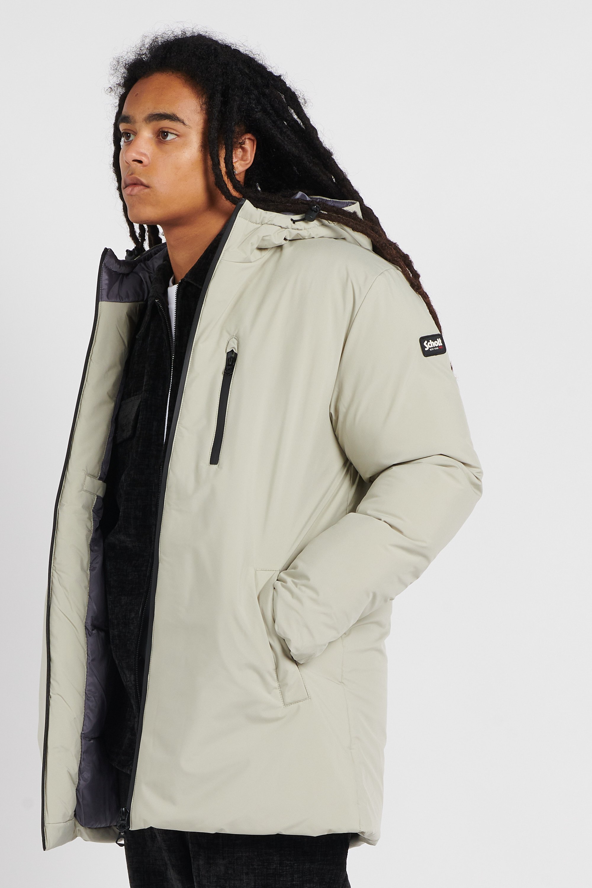 Lightweight quilted padded jacket with high neck Beige