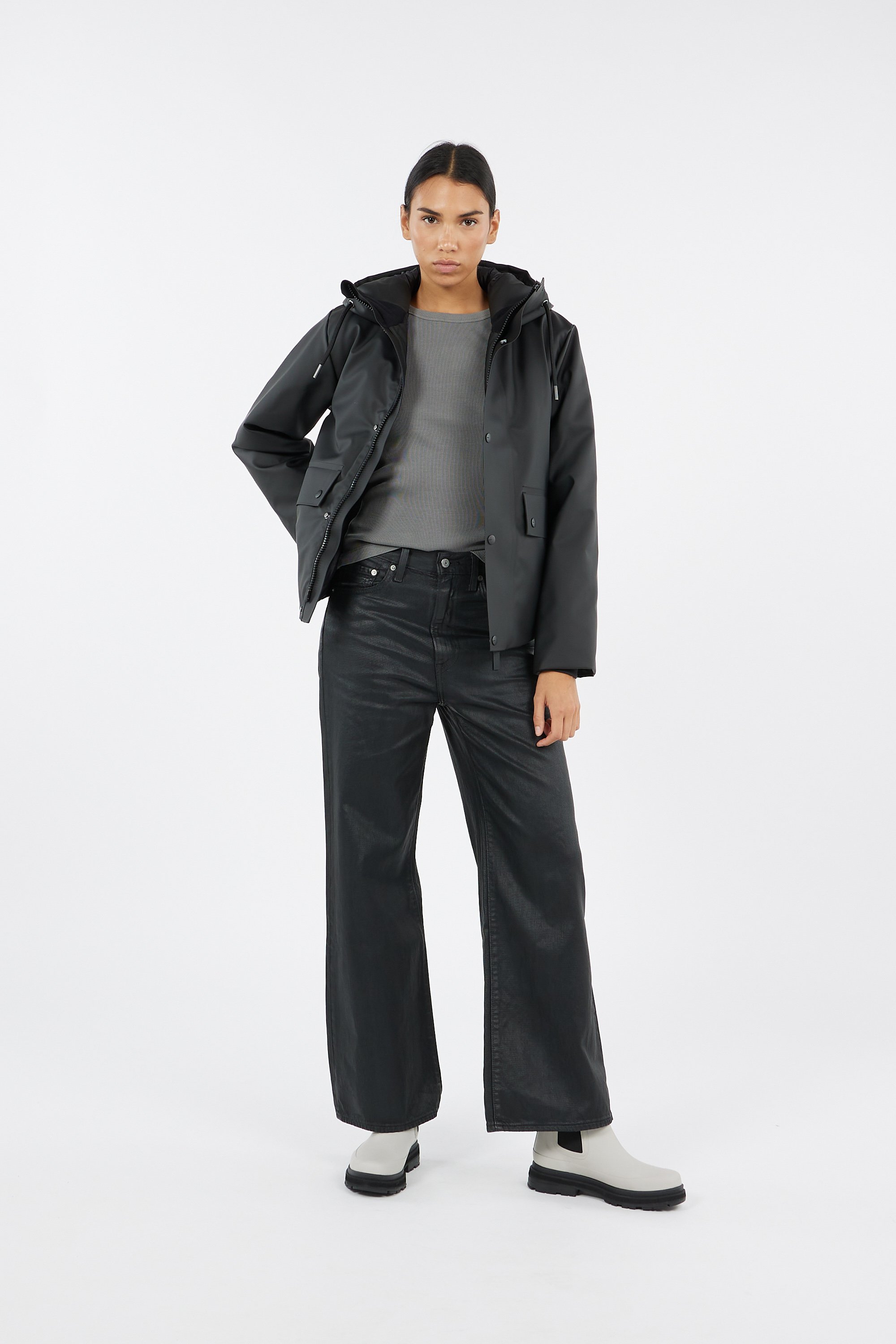 Lightweight quilted padded jacket with high neck | Black by RAINS Lightweight quilted padded jacket with high neck Black