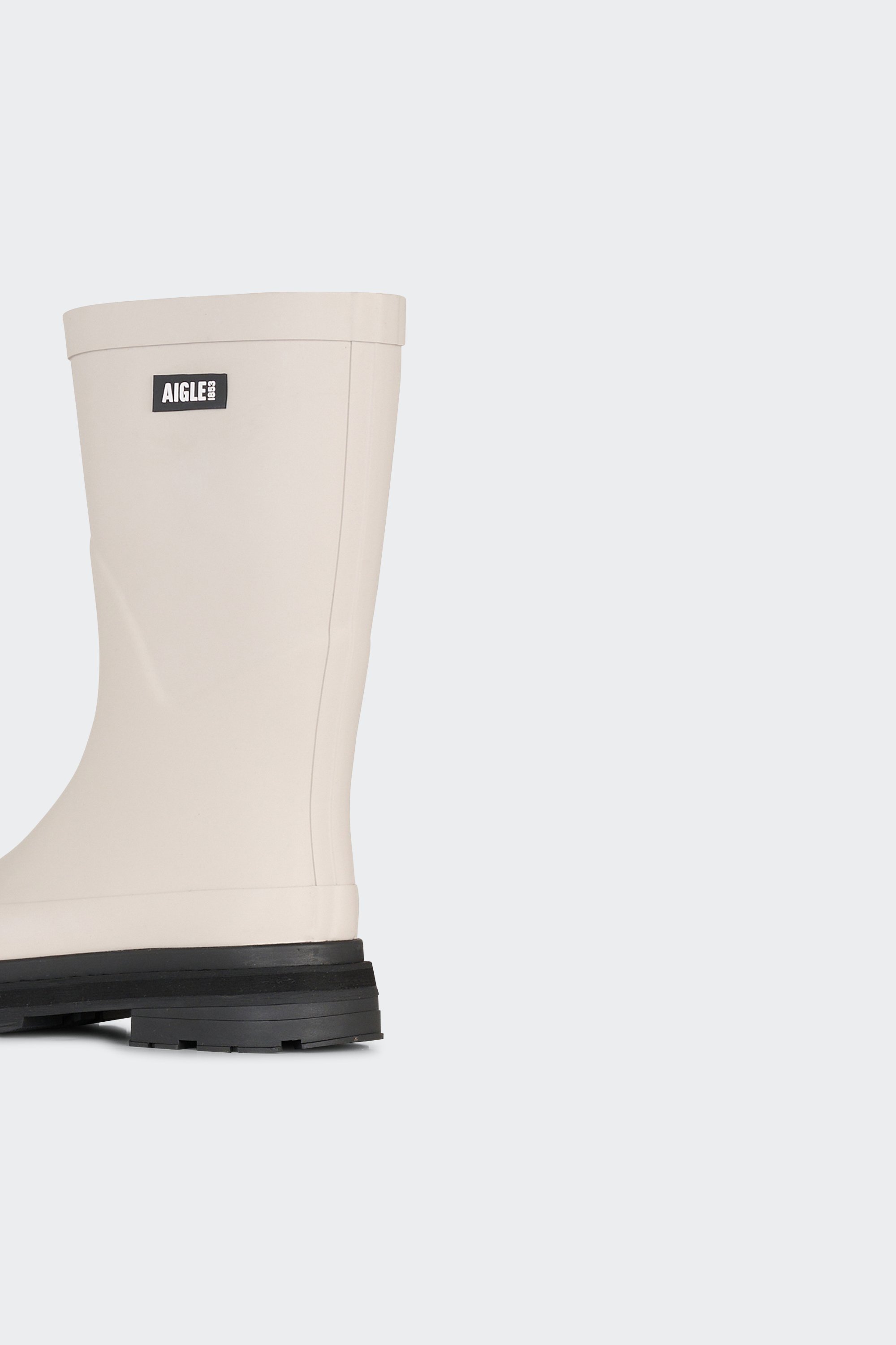 Heeled leather mid-calf boots | White by AIGLE Heeled leather mid-calf boots White