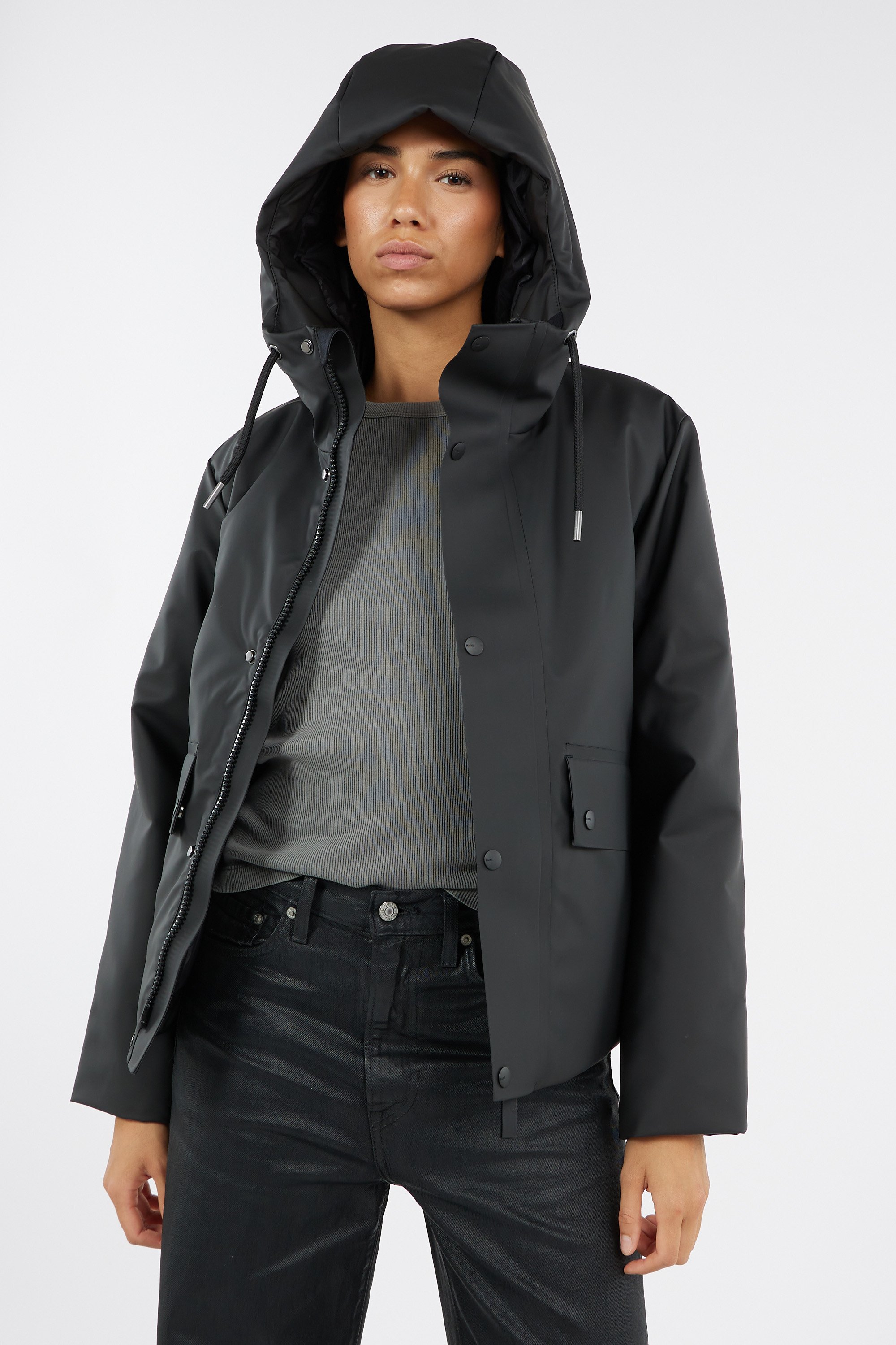 Lightweight quilted padded jacket with high neck | Black by RAINS Lightweight quilted padded jacket with high neck Black