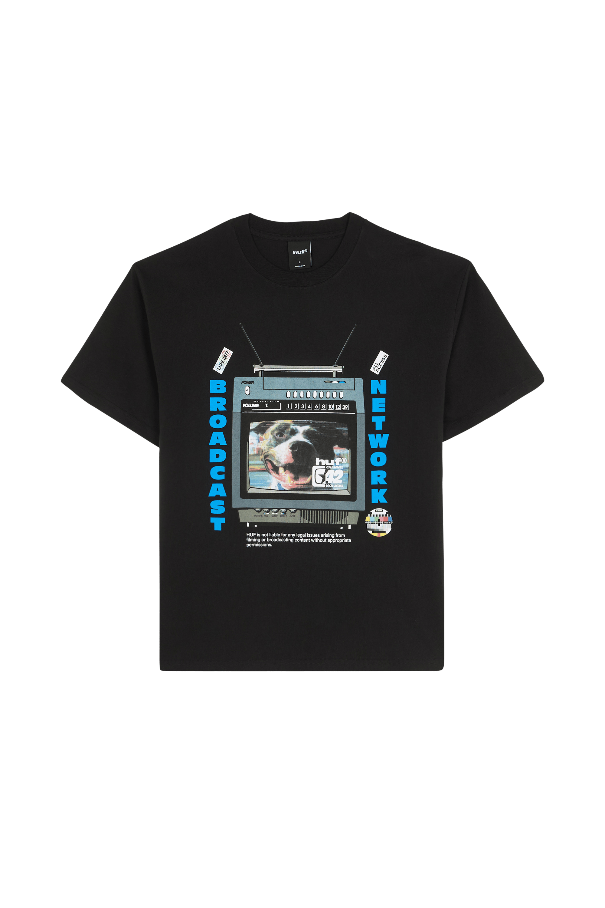Regular-fit round-neck cotton T-shirt HUF Black