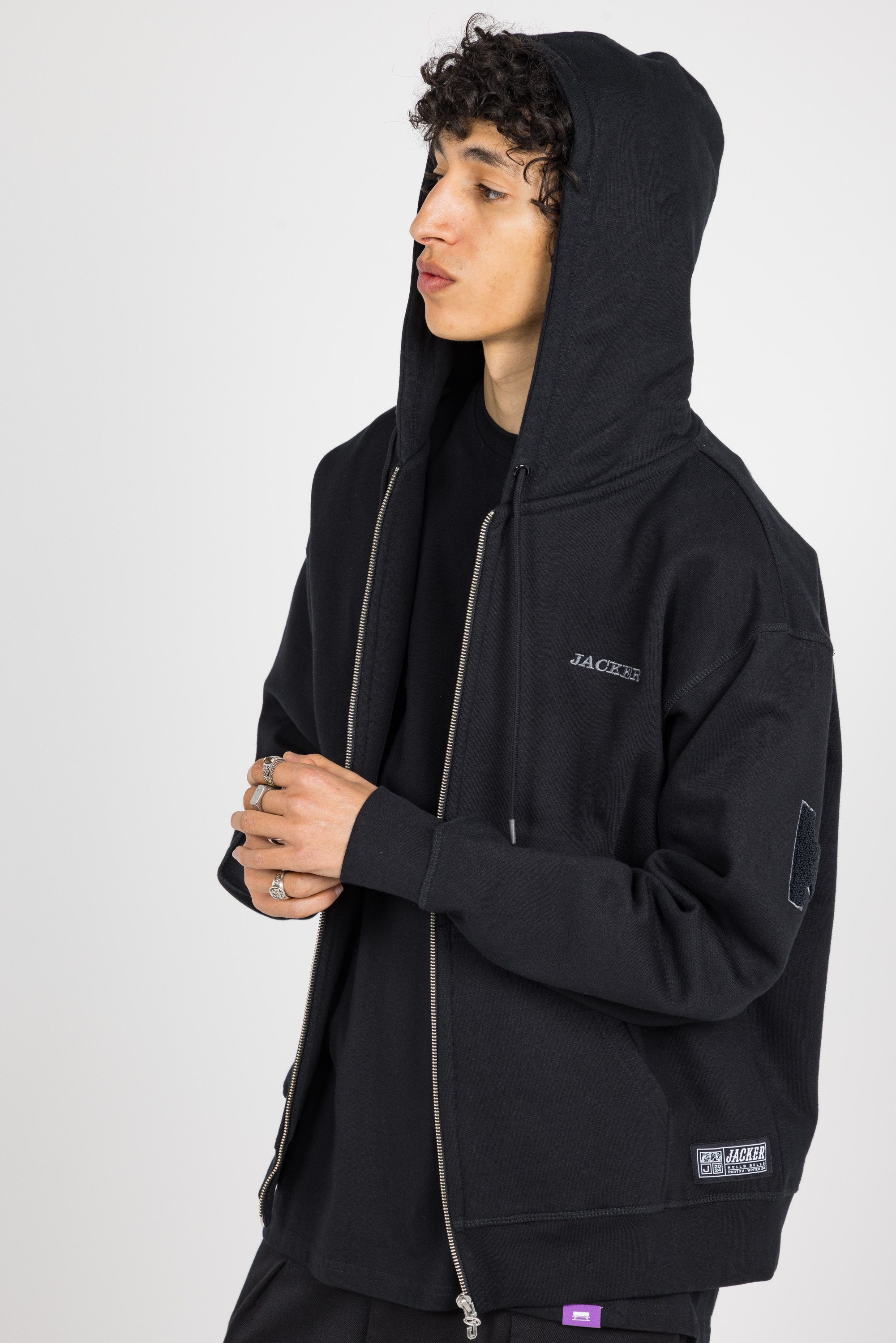 Zippered hoodie Black