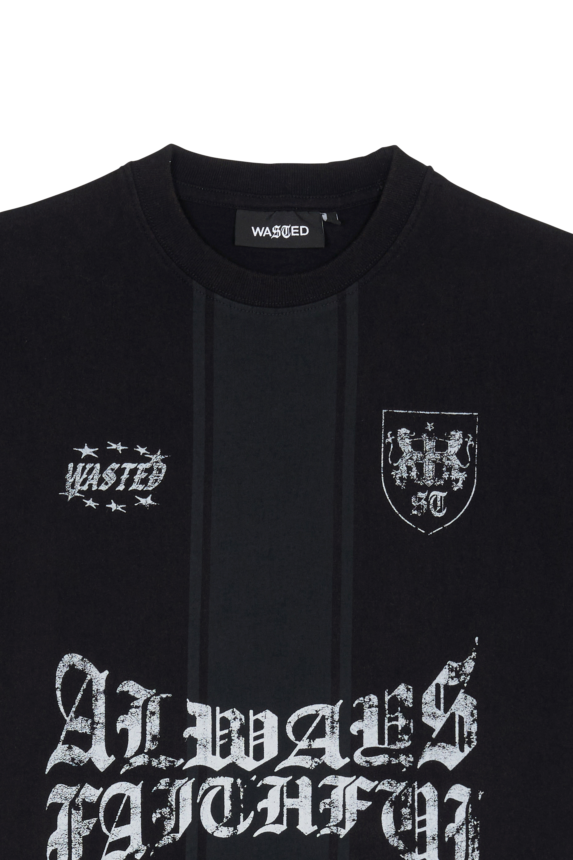 Regular-fit round-neck cotton T-shirt | Black WASTED Men