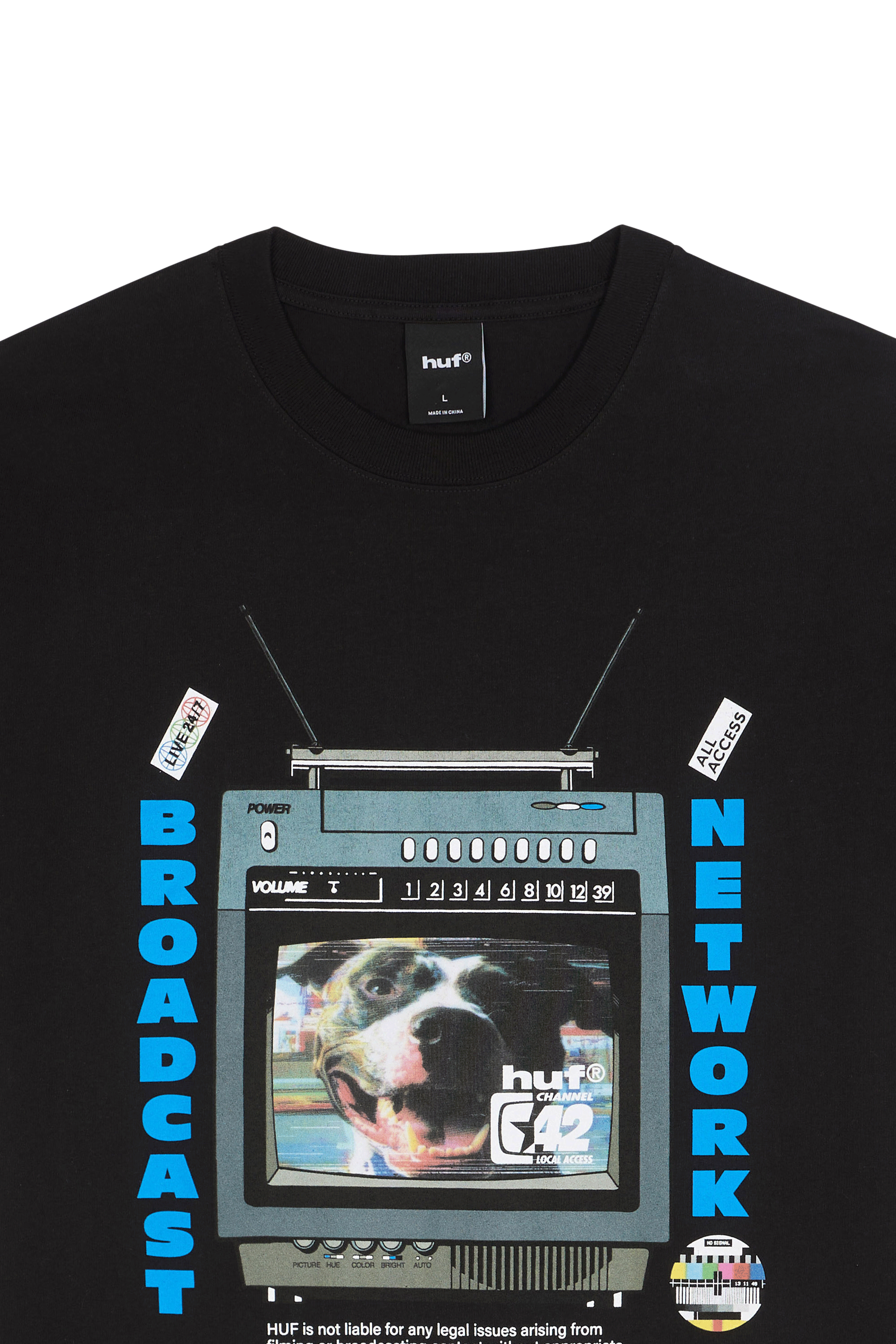 Regular-fit round-neck cotton T-shirt HUF Black