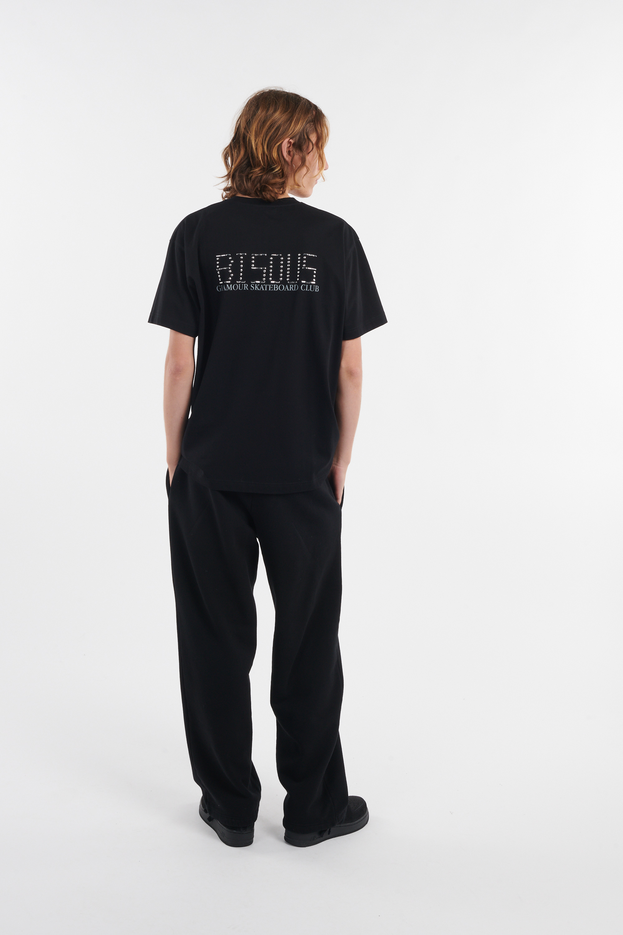 Regular-fit round-neck cotton T-shirt Black