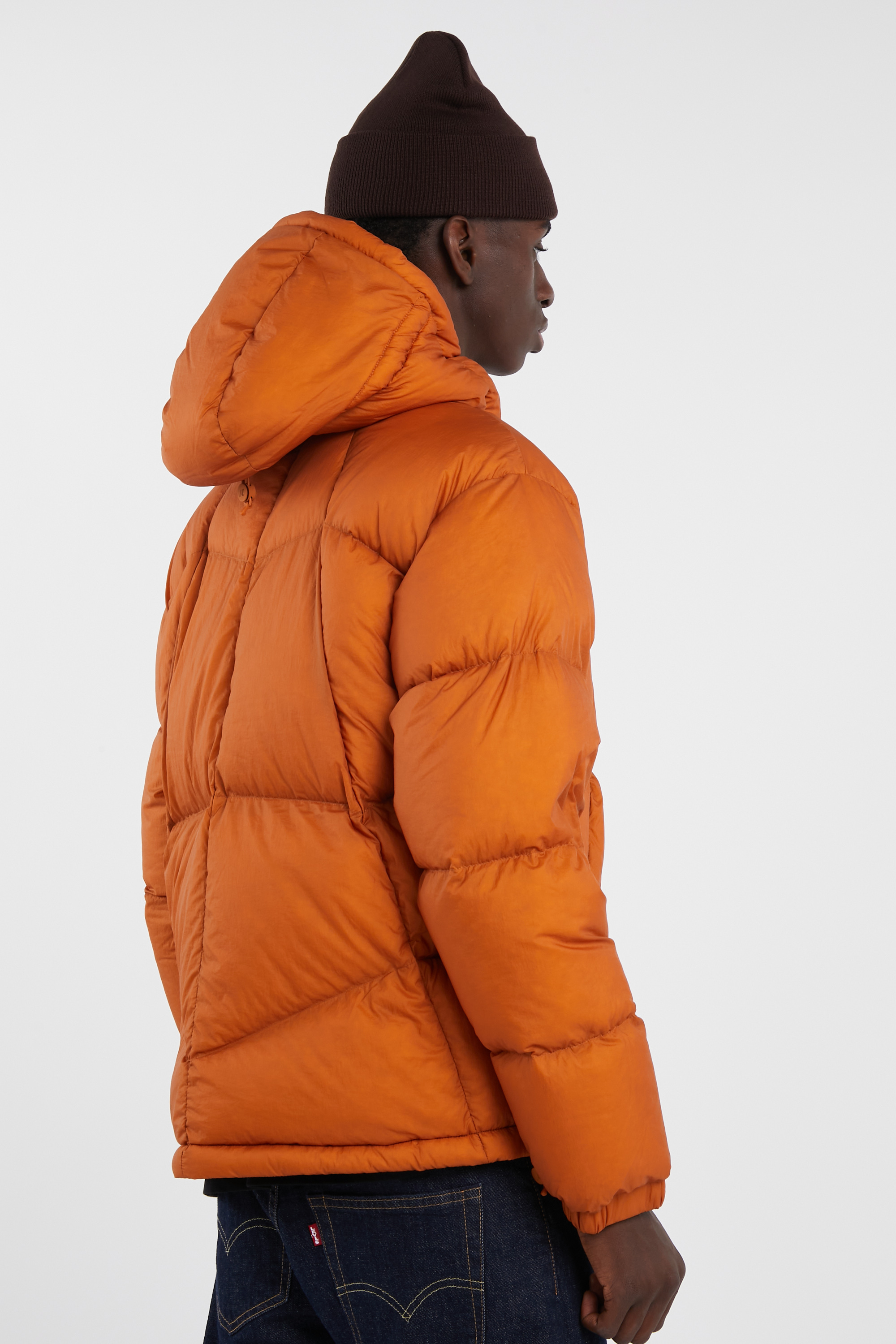 Lightweight quilted padded jacket with high neck Orange