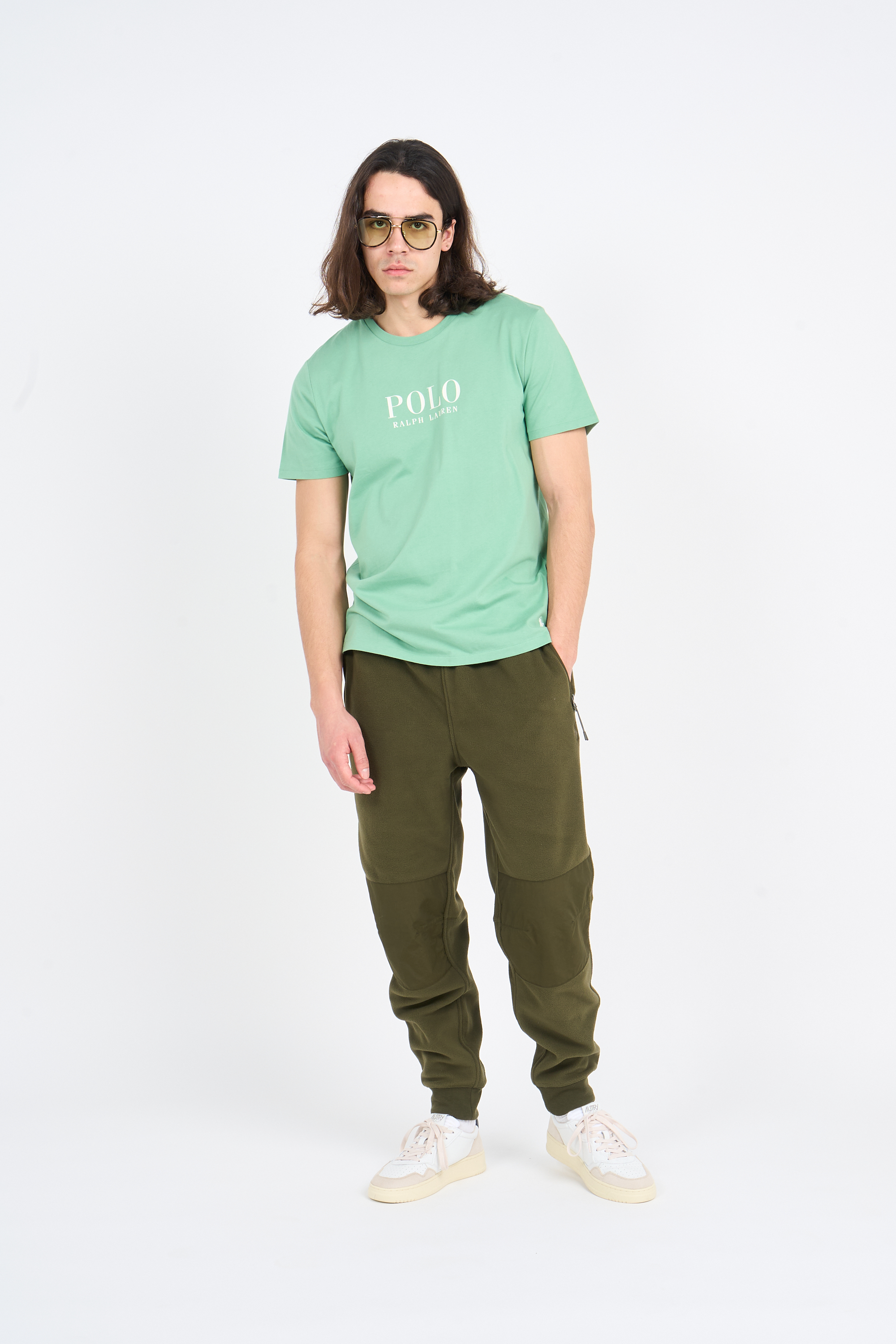 Regular-fit round-neck cotton T-shirt Green