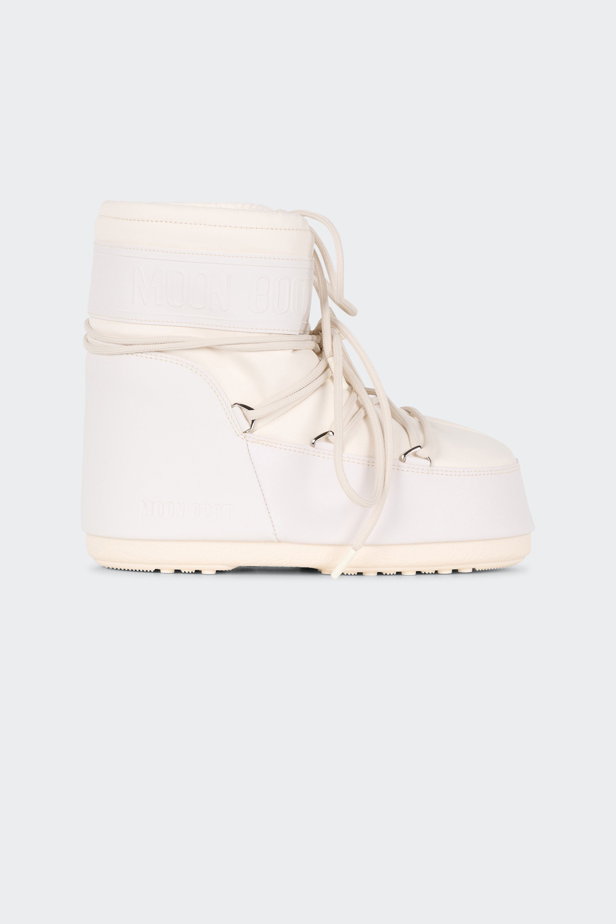 Heeled leather mid-calf boots | Beige by MOON BOOT Heeled leather mid-calf boots Beige