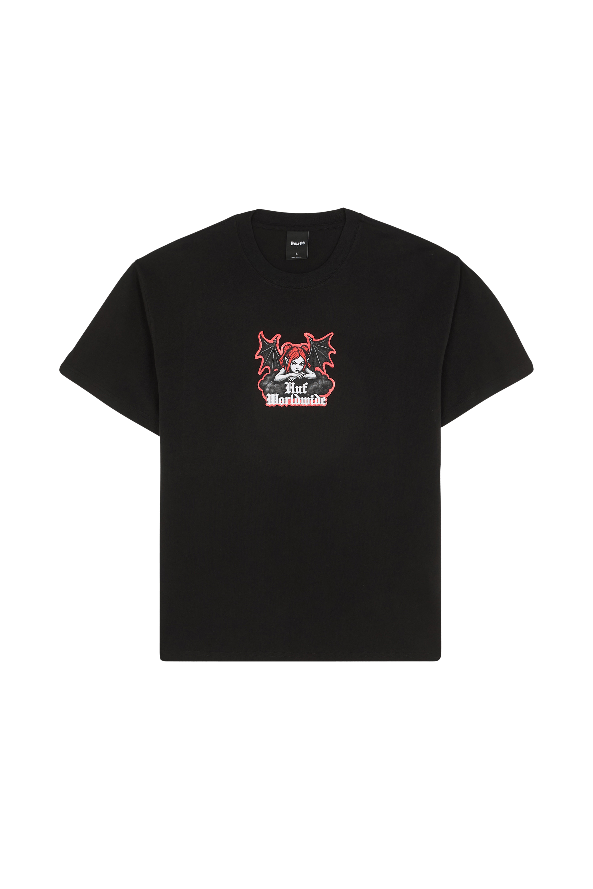 Regular-fit round-neck cotton T-shirt HUF Black