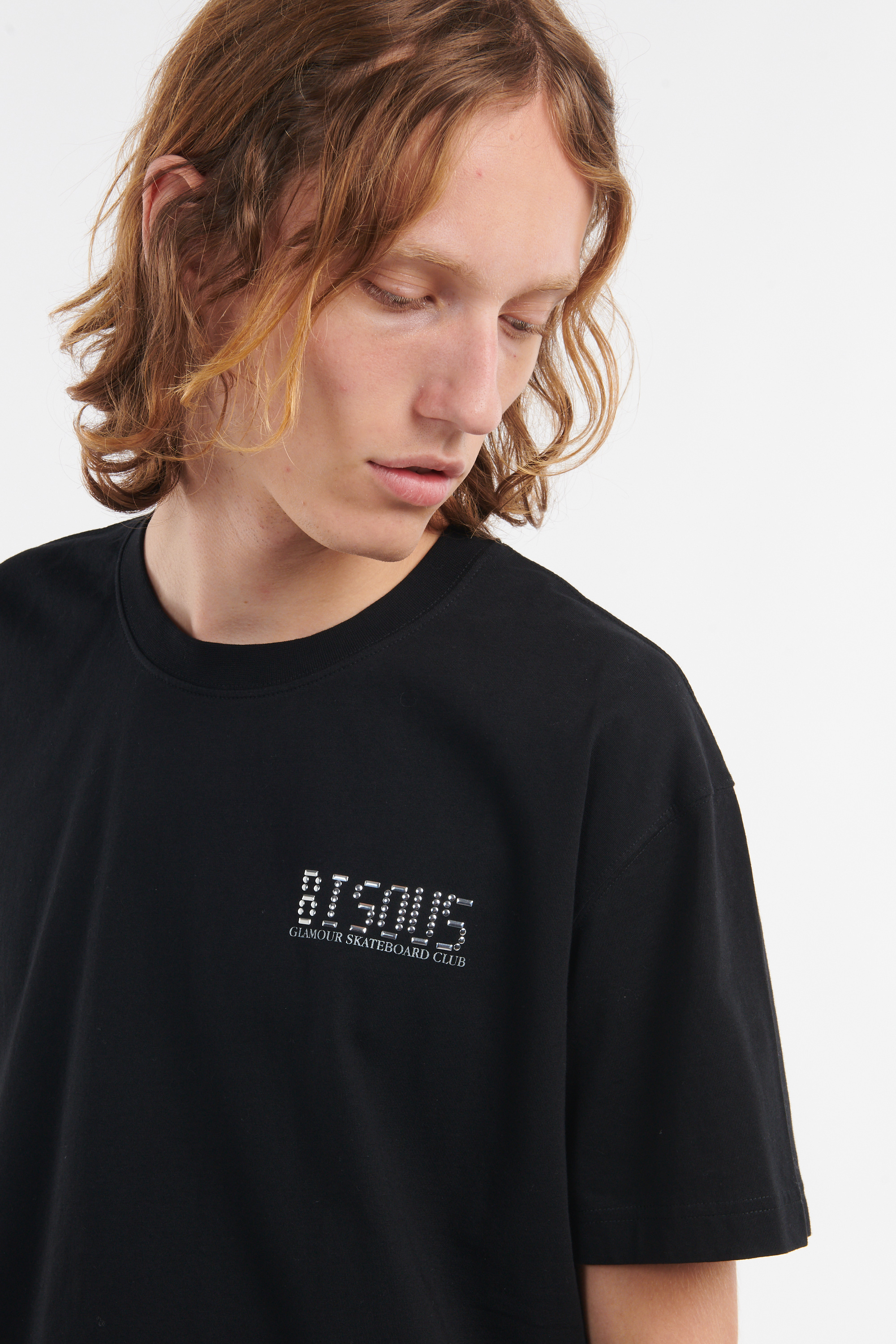 Regular-fit round-neck cotton T-shirt Black