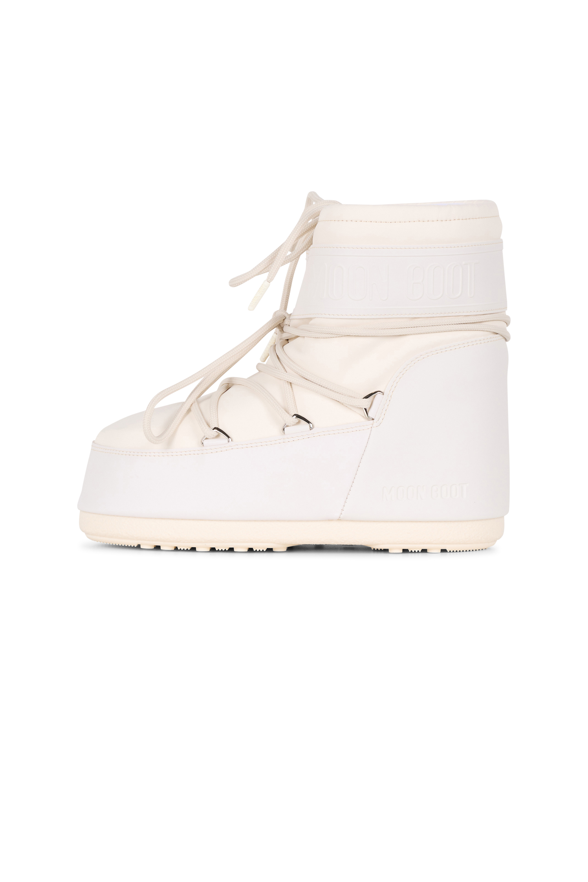 Heeled leather mid-calf boots Beige