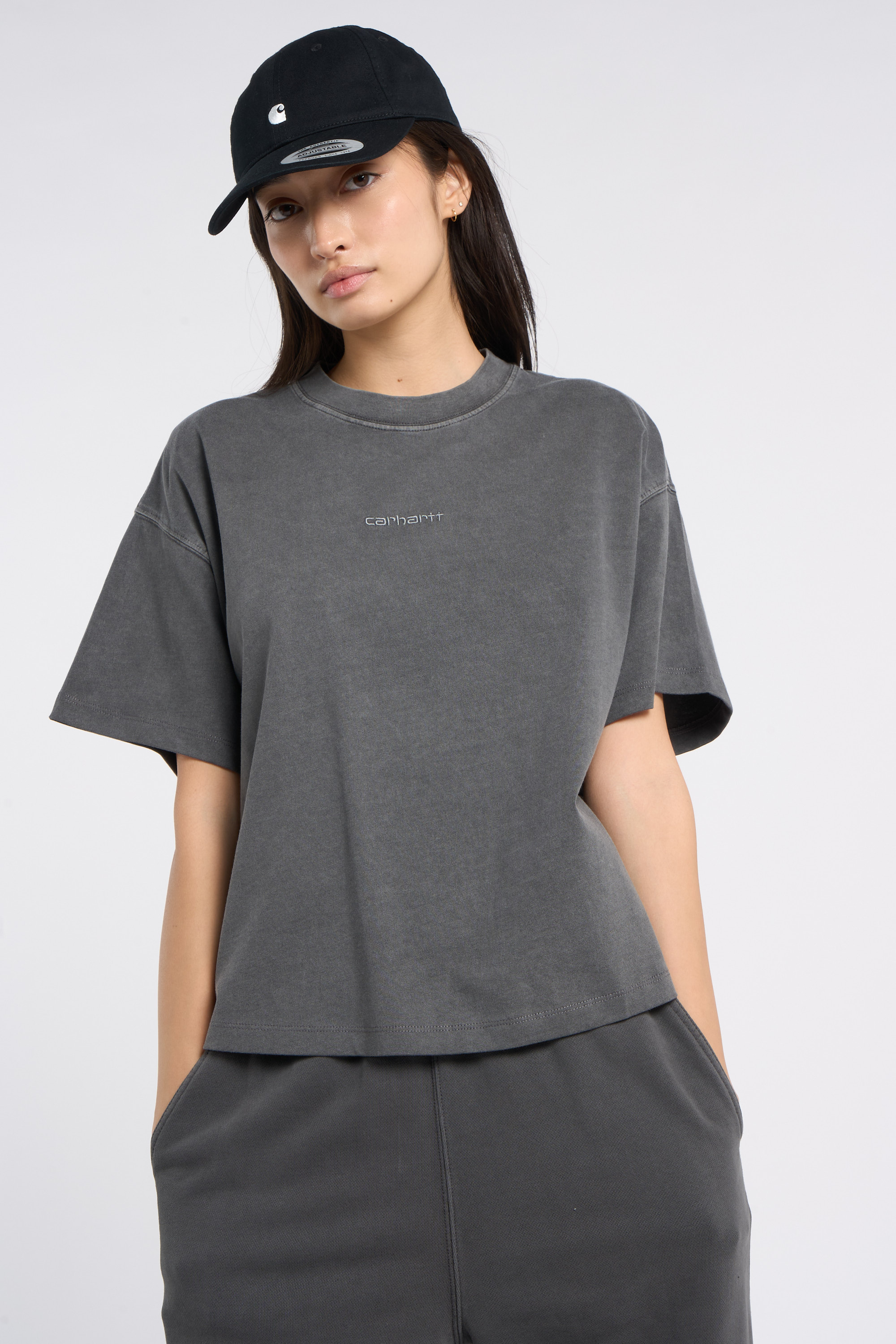 Regular-fit round-neck cotton T-shirt Grey
