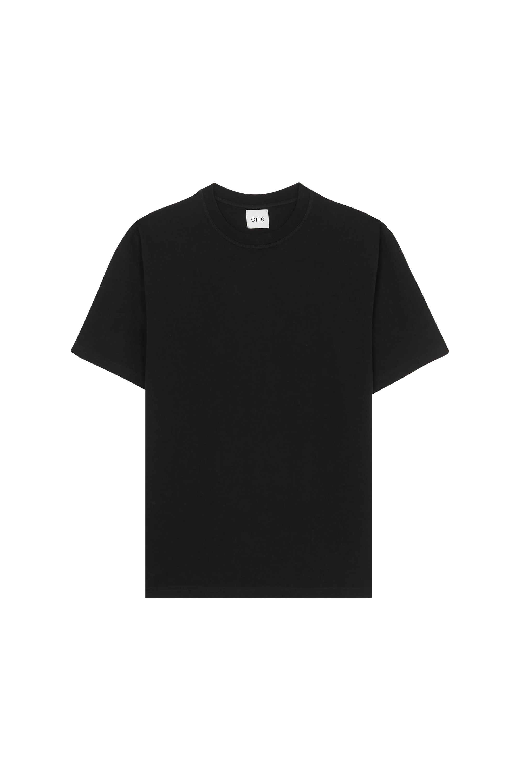 Regular-fit round-neck cotton T-shirt Black