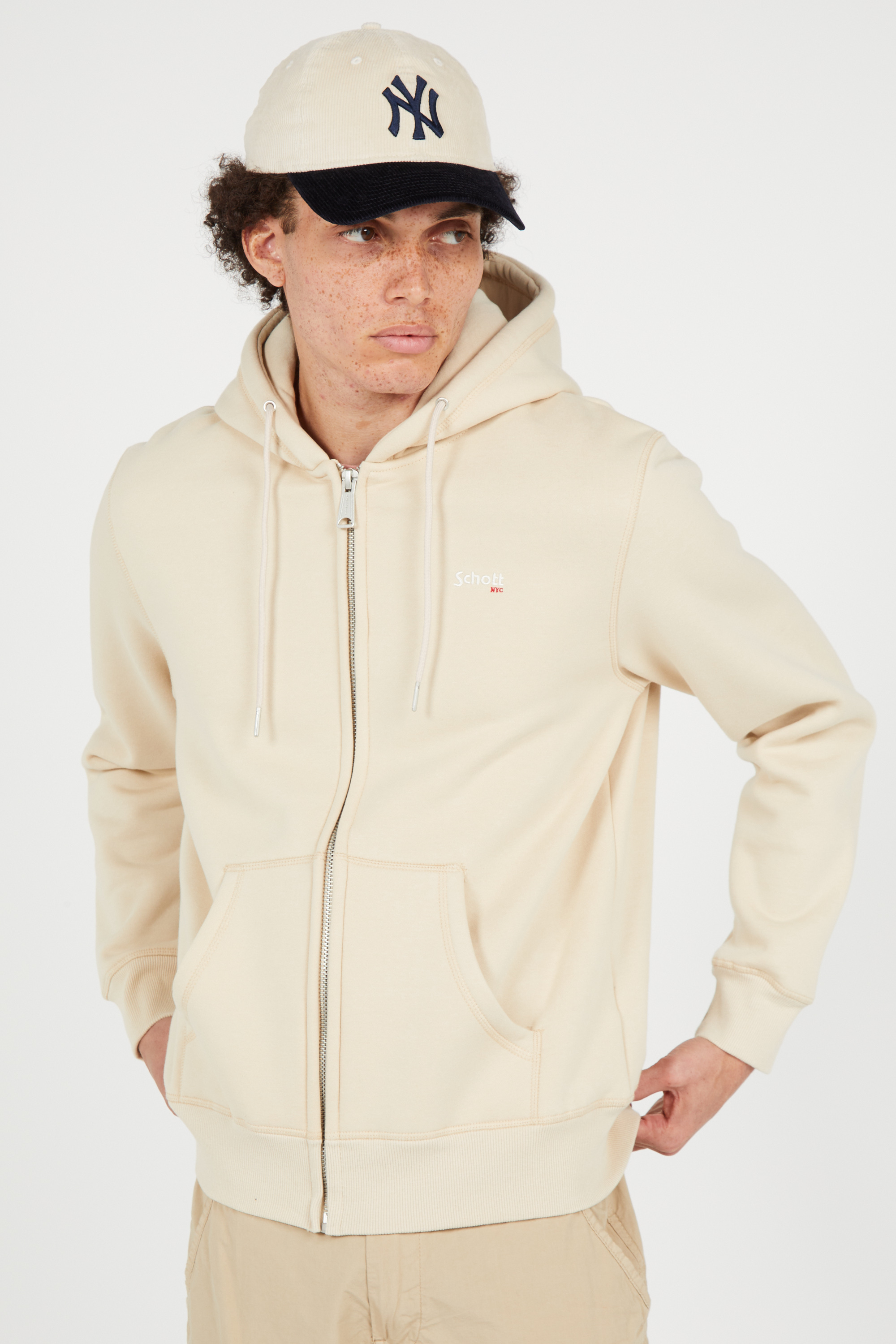 Hoodie zippé Beige