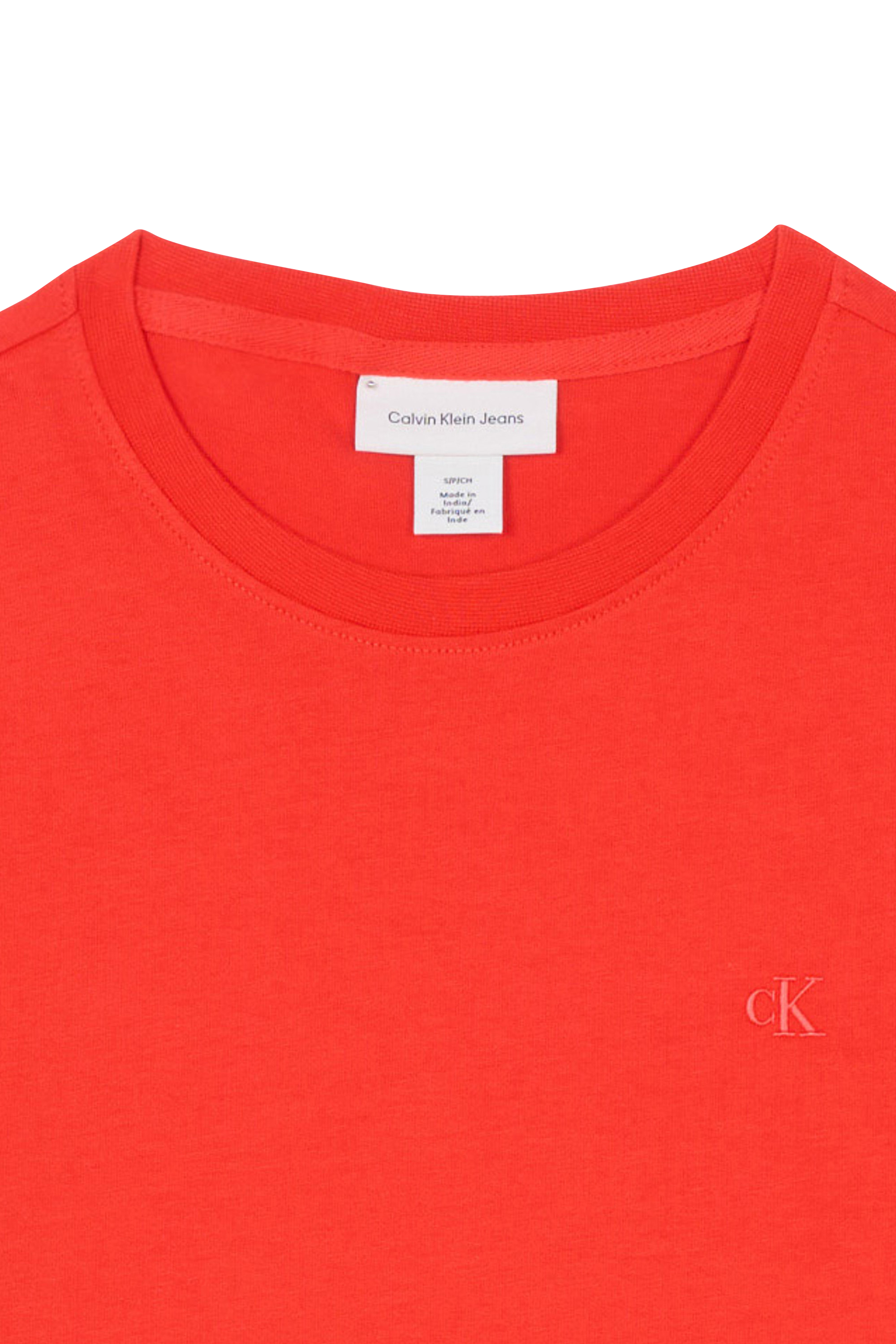 Regular-fit round-neck cotton T-shirt Orange