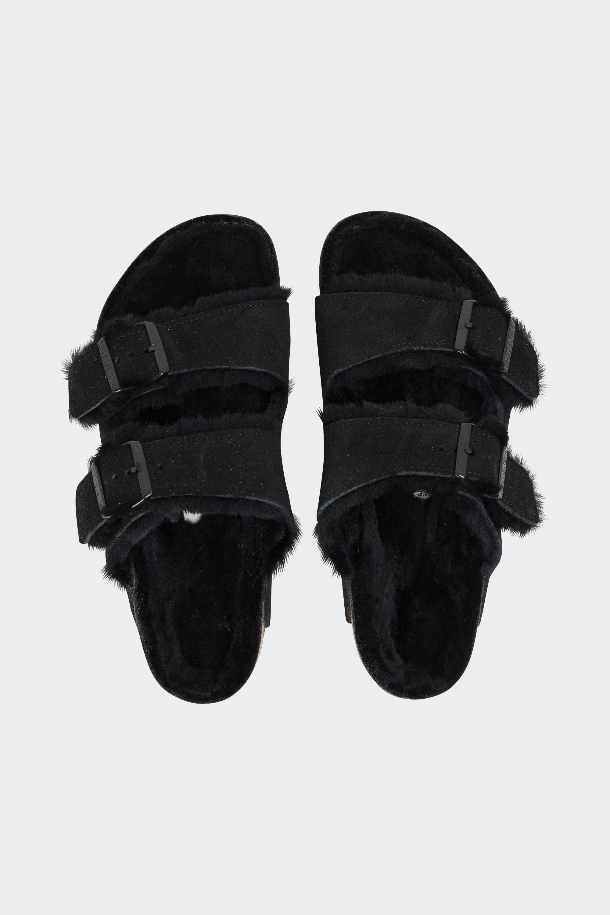 Flat furry sheepskin sandals | Black by BIRKENSTOCK Flat furry sheepskin sandals Black