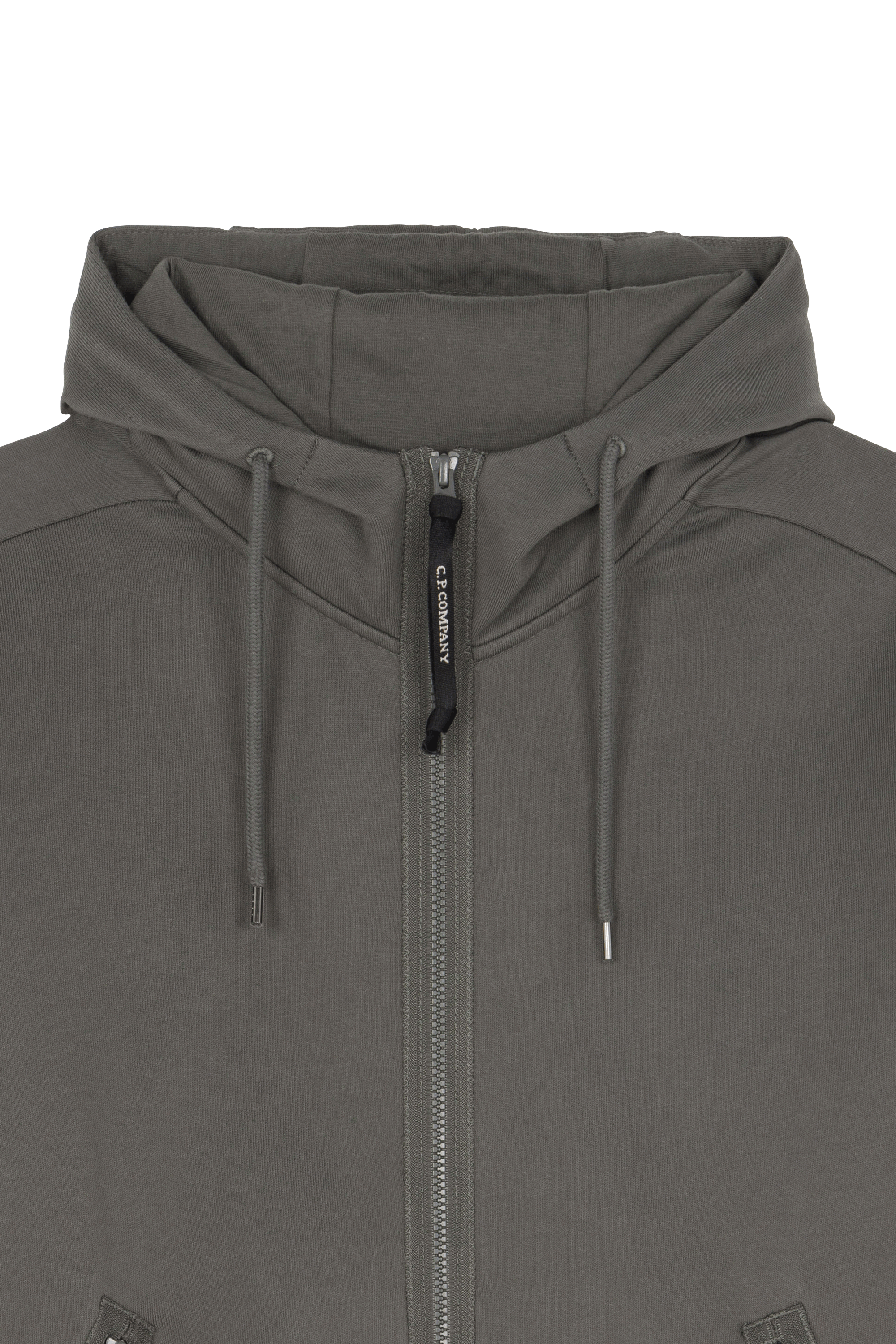 Regular-fit zip-up cotton-blend hoodie with Pony Player Grey