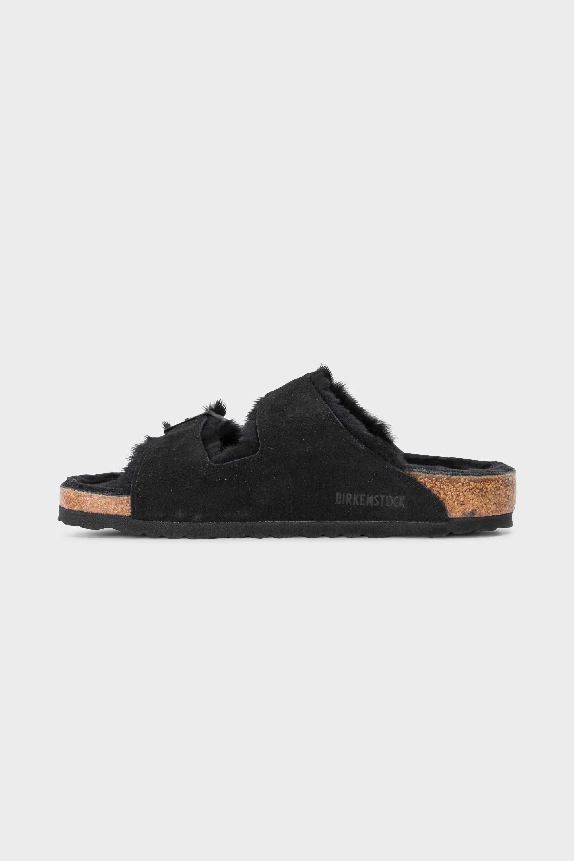 Flat furry sheepskin sandals | Black by BIRKENSTOCK Flat furry sheepskin sandals Black