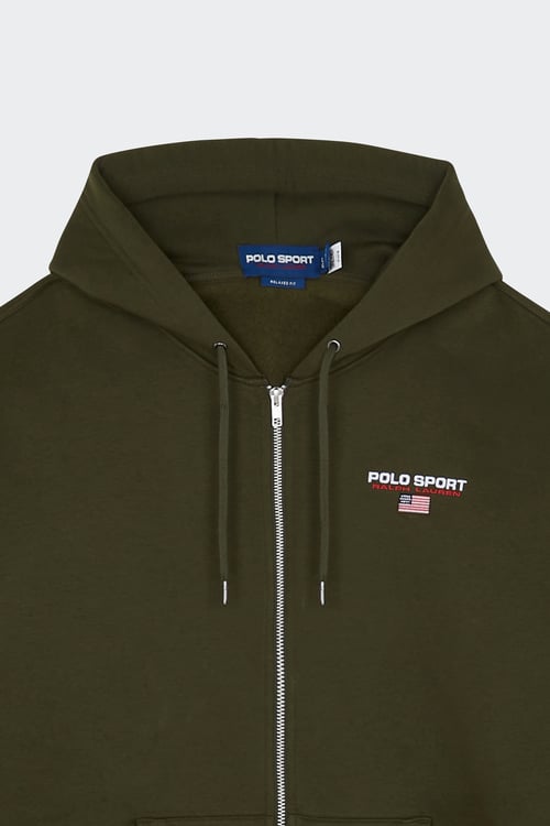 POLO RALPH LAUREN Hoodie zippé Kaki