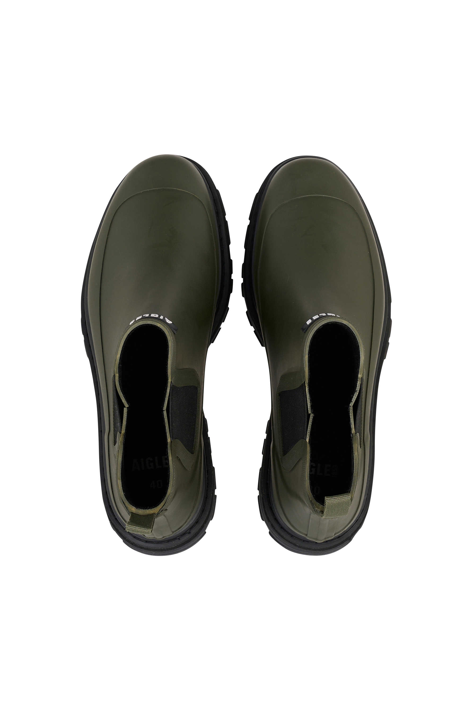 Heeled leather mid-calf boots AIGLE Khaki