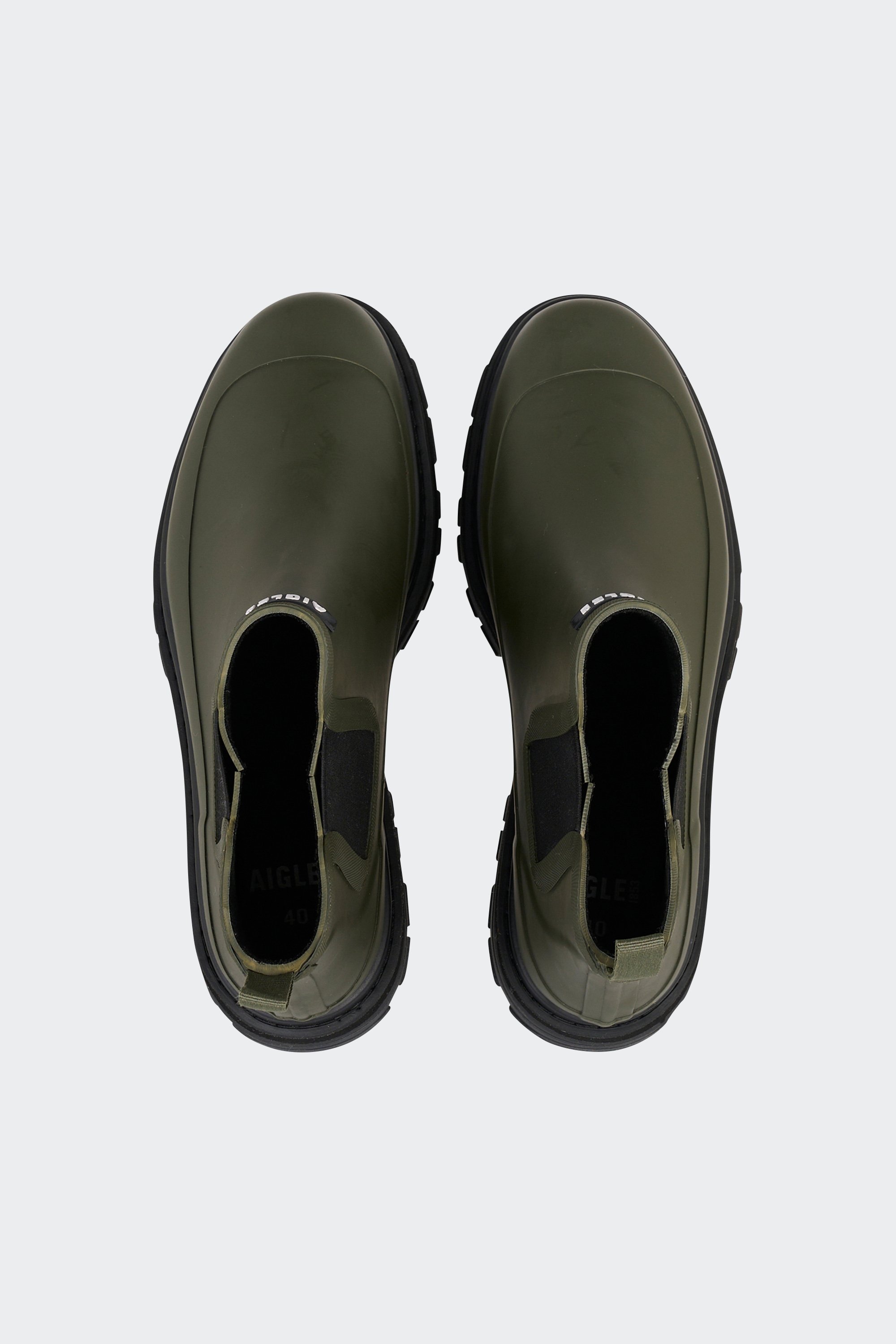 Heeled leather mid-calf boots | Khaki by AIGLE Heeled leather mid-calf boots Khaki