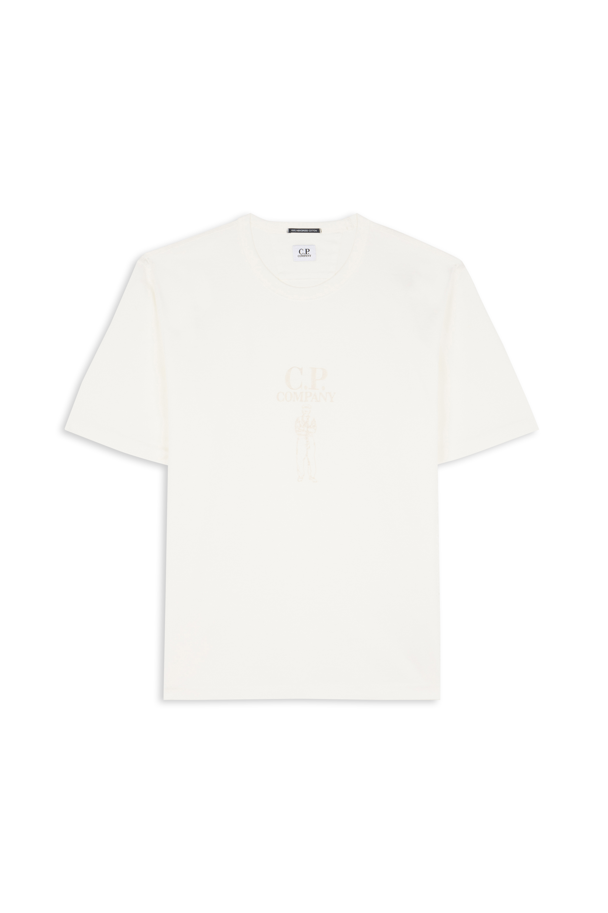 Regular-fit round-neck cotton T-shirt MERCERIZED JERSEY 30/2 TWISTED SHORT SLEEVE LOGO T-SHIRT Gauze white