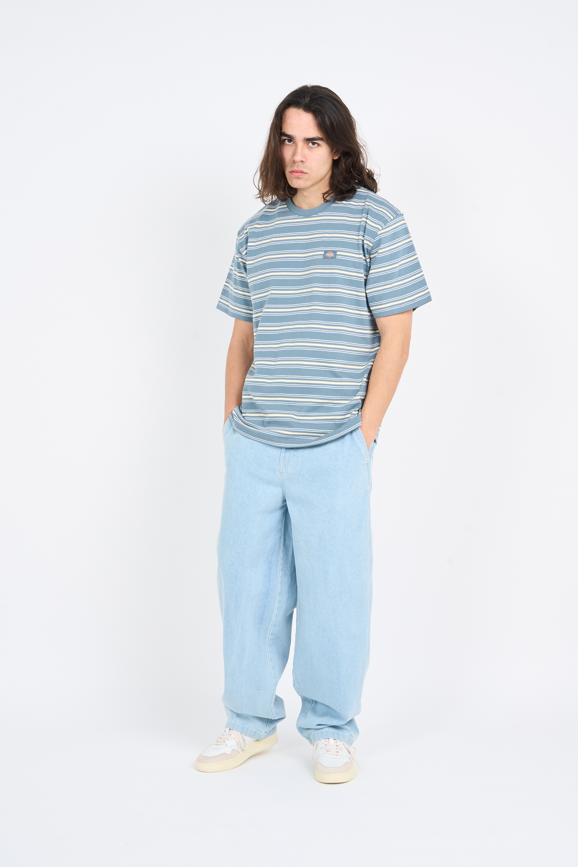 Regular-fit round-neck cotton T-shirt Blue