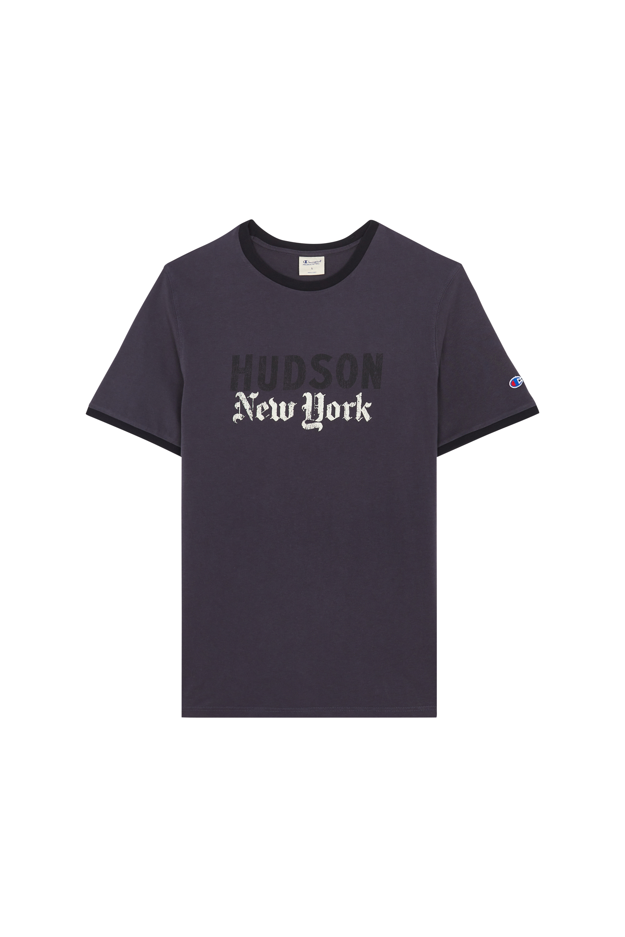 Regular-fit round-neck cotton T-shirt Black
