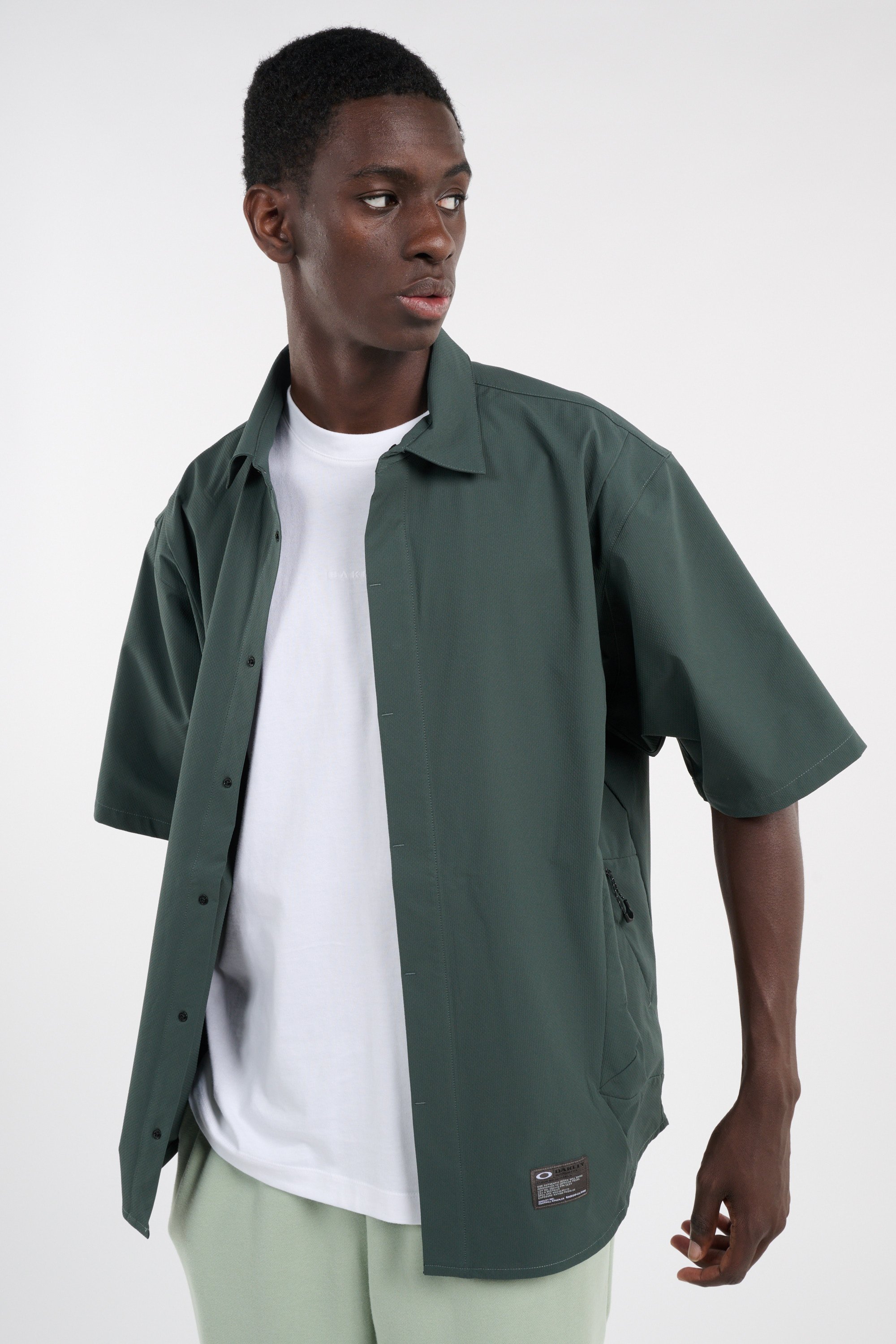 Solid straight sports shirt | Green OAKLEY Men