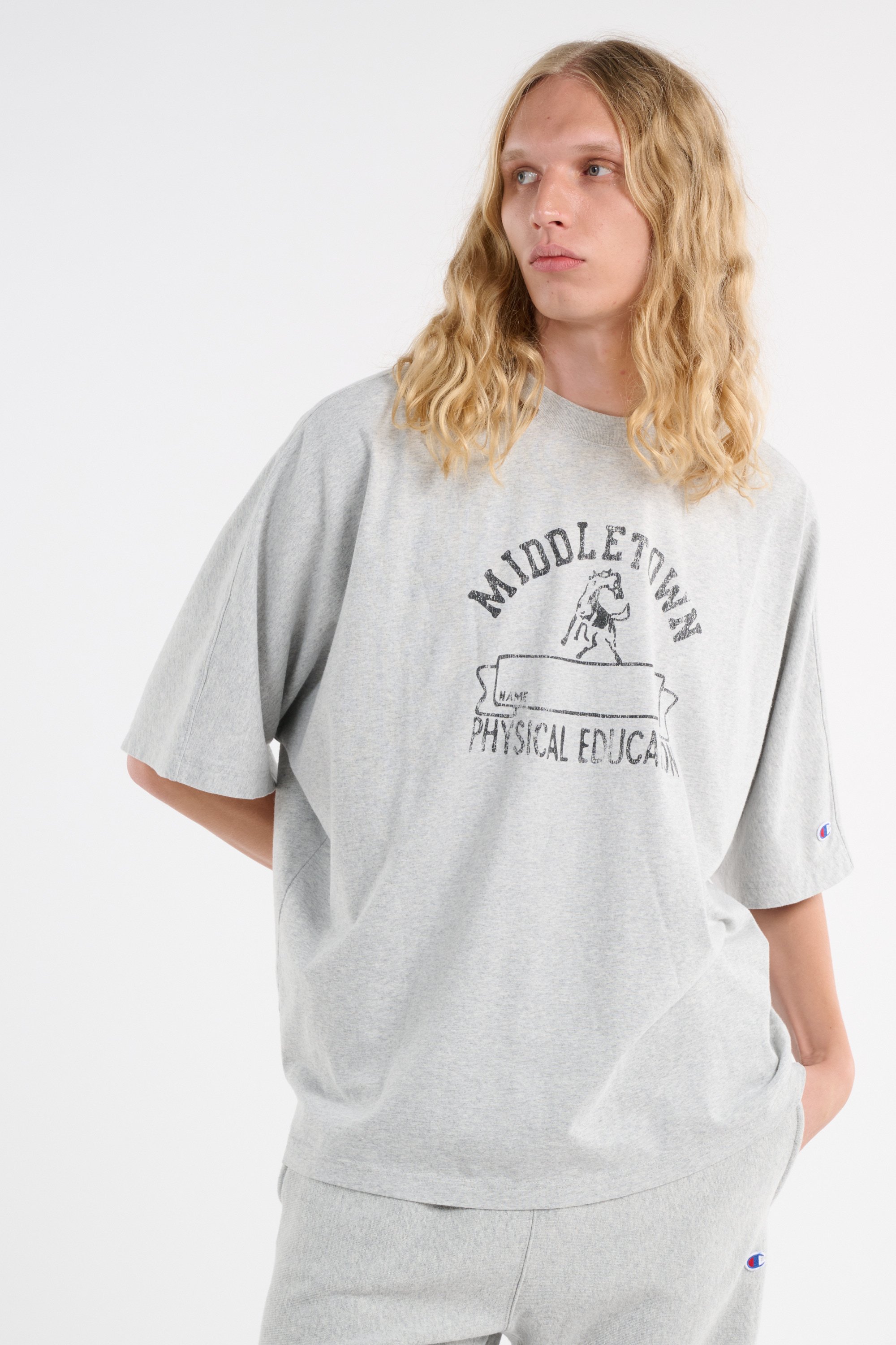 Regular-fit round-neck cotton T-shirt | Grey CHAMPION Men