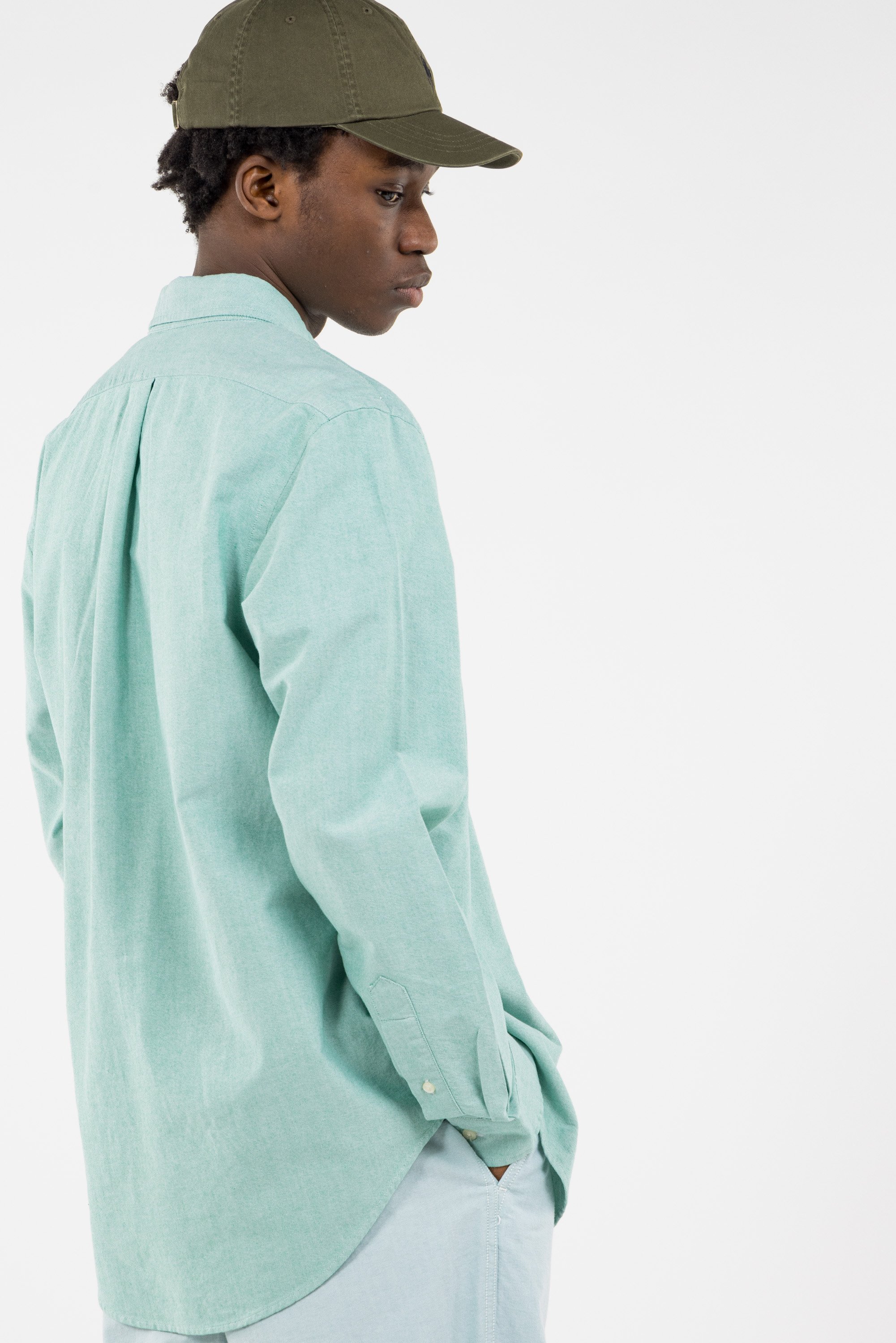 Men Shirt Custom fit oxford shirt Green Polo ralph lauren