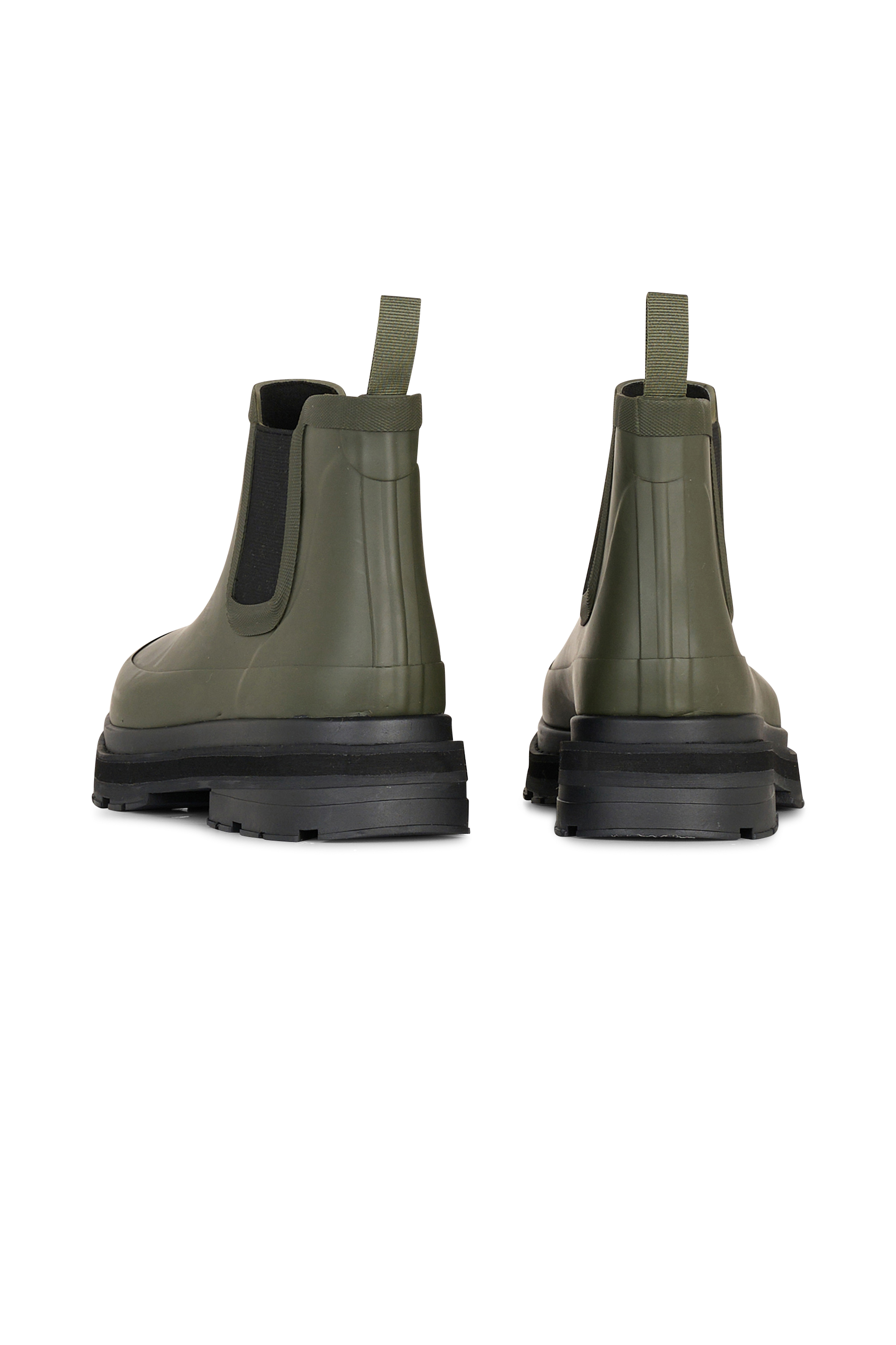 Heeled leather mid-calf boots Khaki