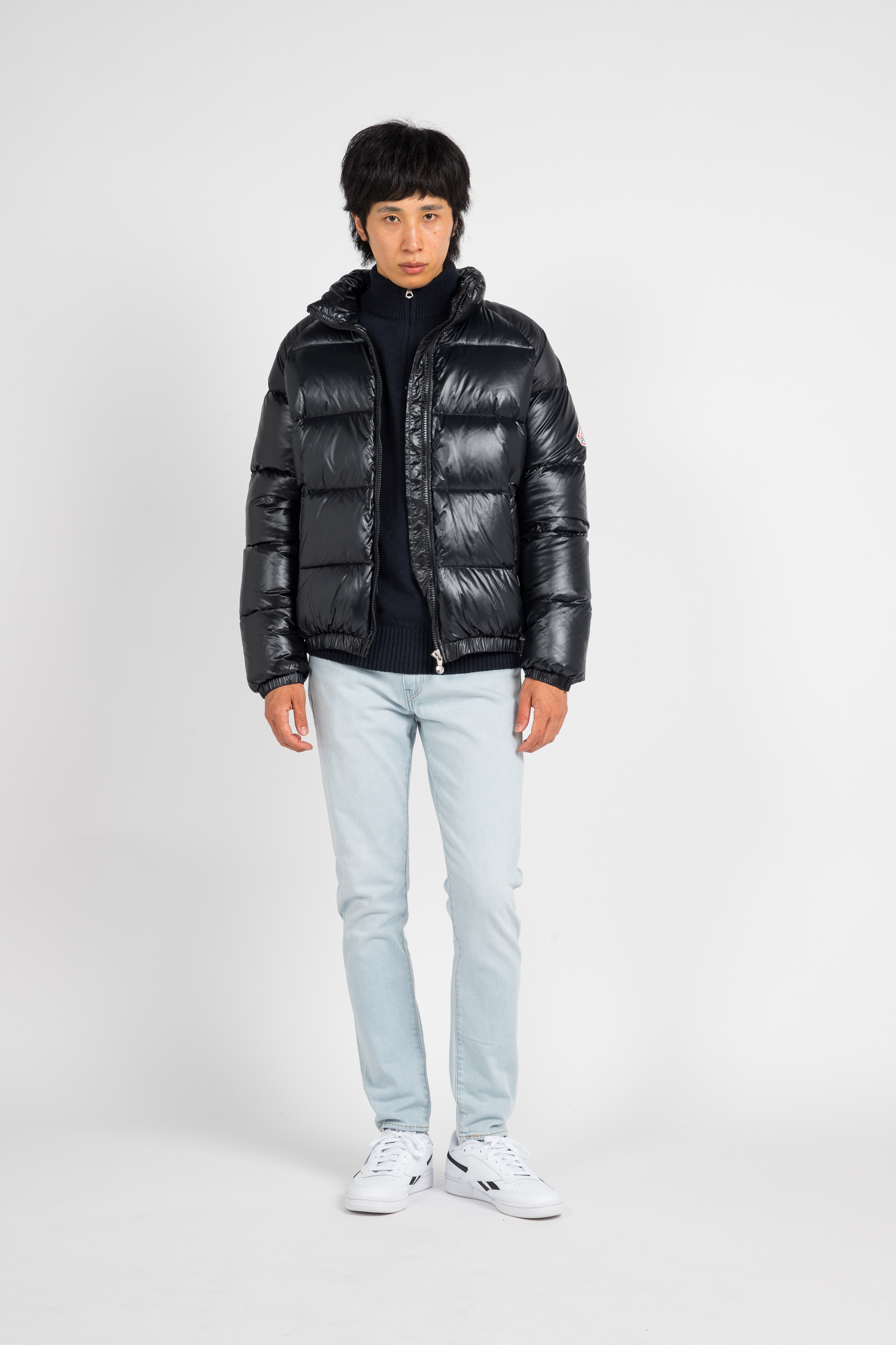 Lightweight quilted padded jacket with high neck Black
