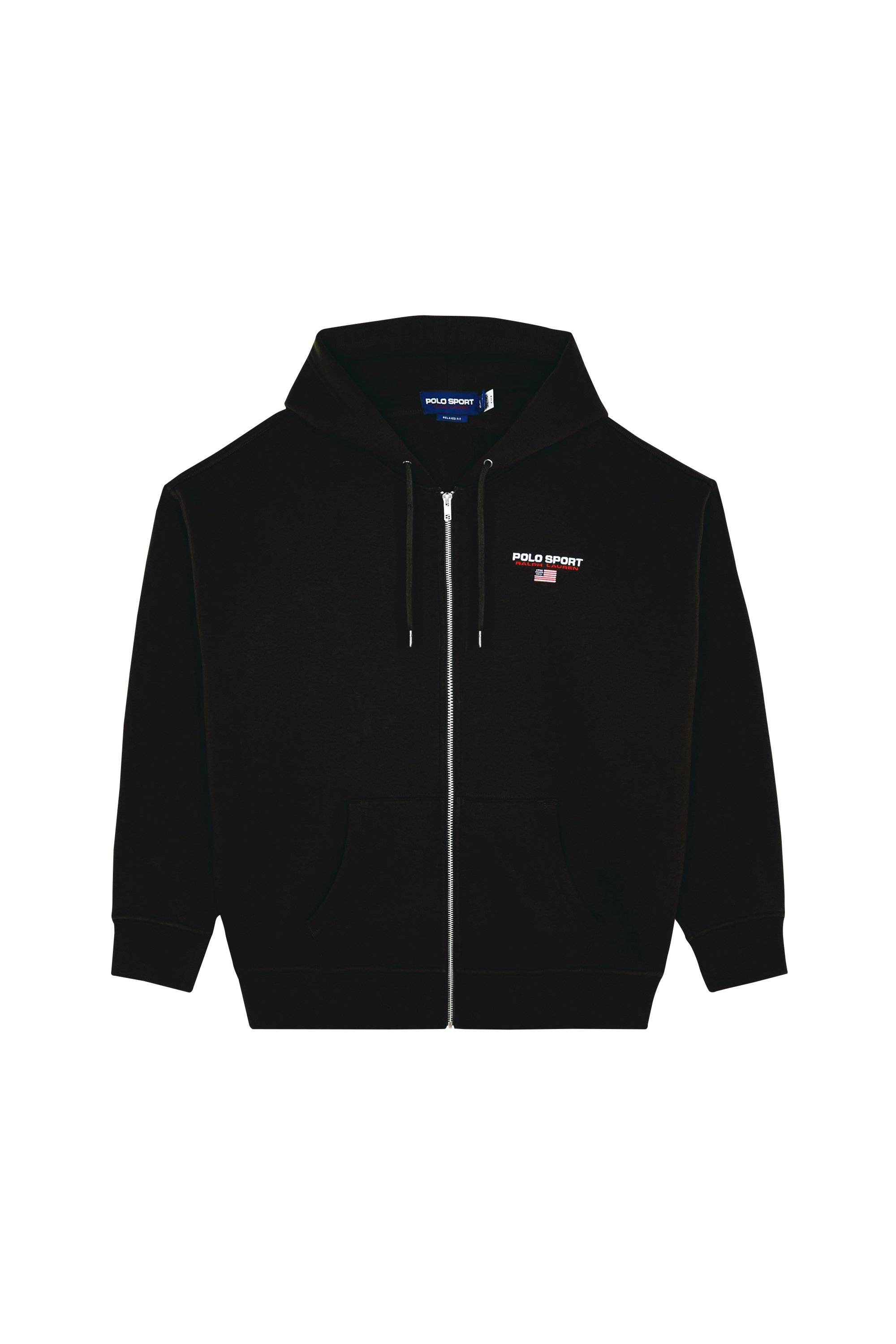 Regular-fit zip-up cotton-blend hoodie with Pony Player Black