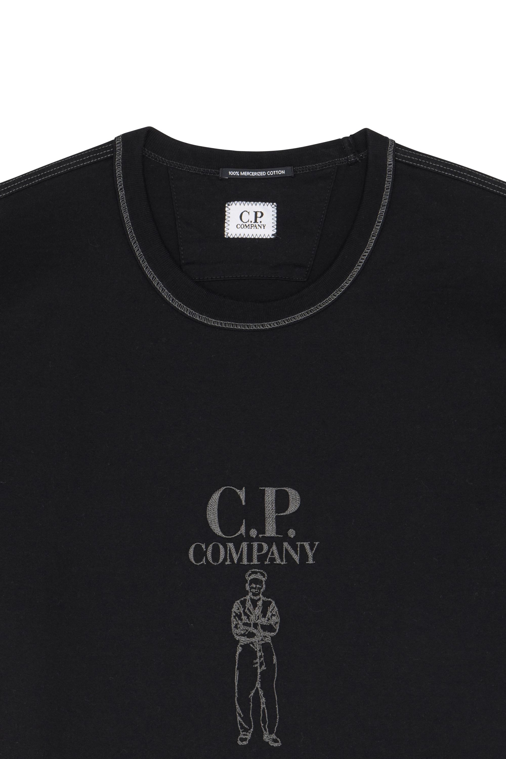 Regular-fit round-neck cotton T-shirt Black