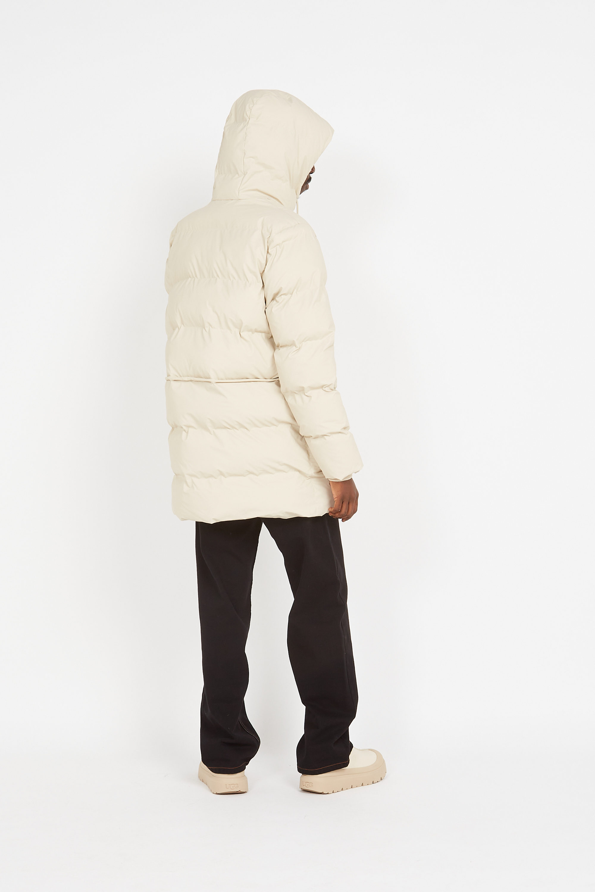 Lightweight quilted padded jacket with high neck Beige