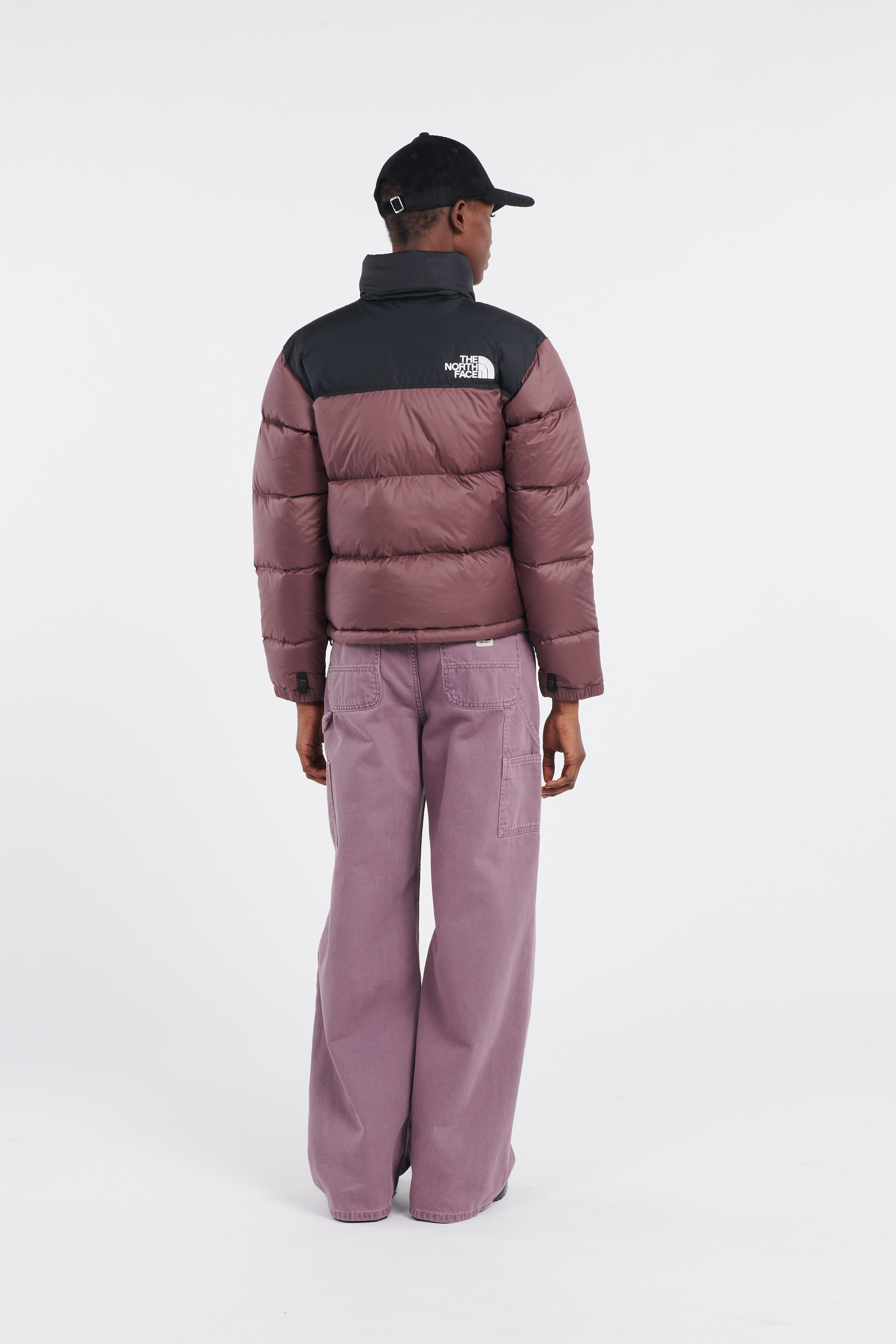 Lightweight quilted padded jacket with high neck Brown