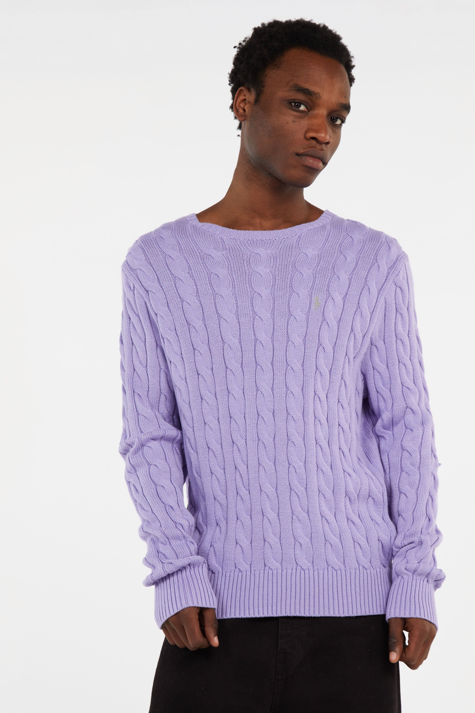 Pull droit col rond en coton Violet