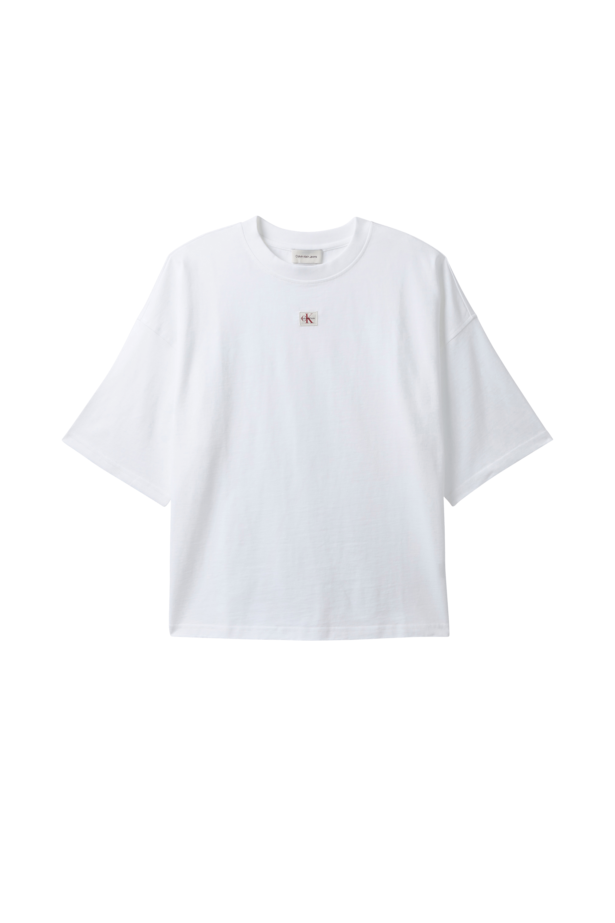 Regular-fit round-neck cotton T-shirt HERITAGE LABEL Bright white