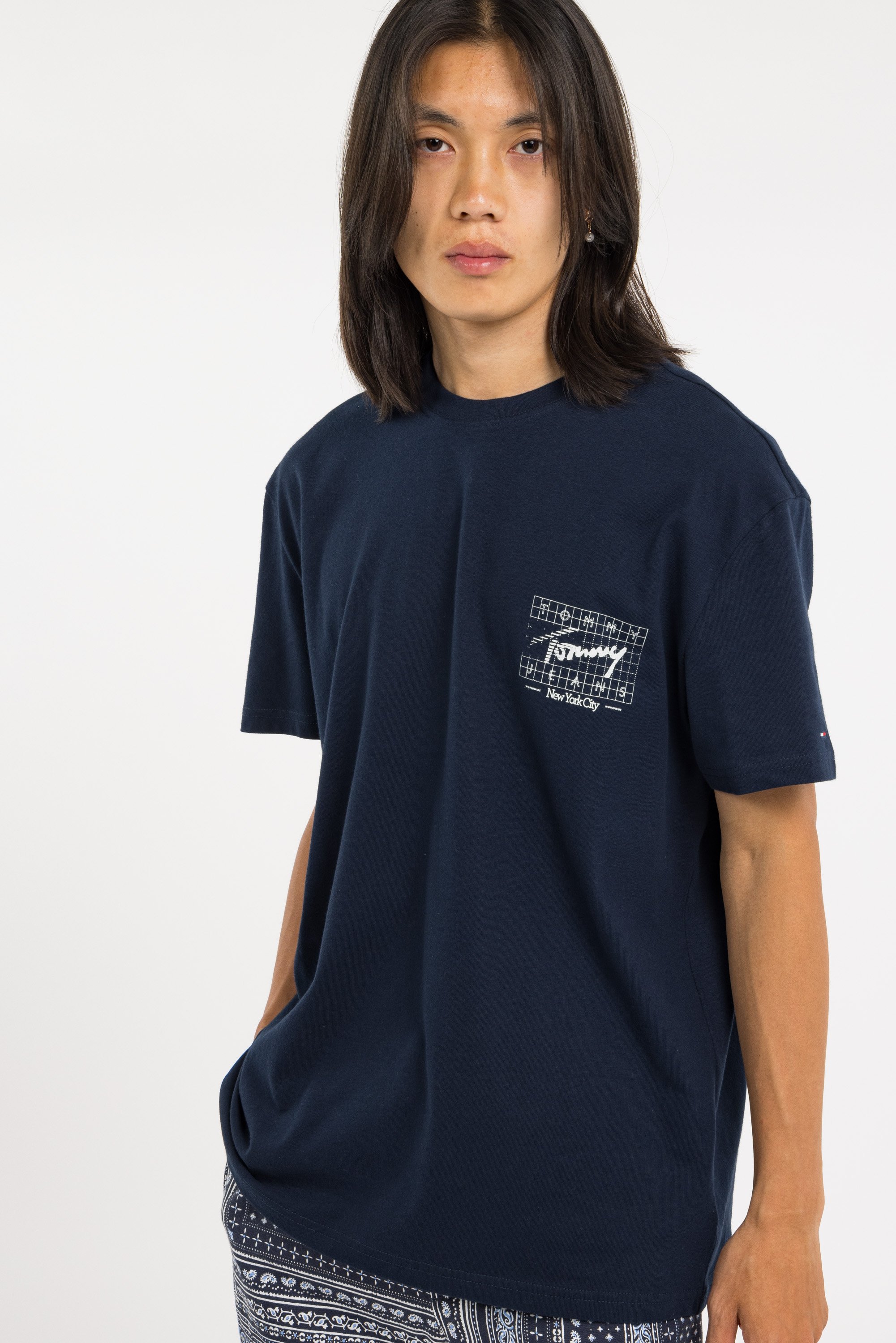 Regular-fit round-neck cotton T-shirt | Blue TOMMY JEANS Men
