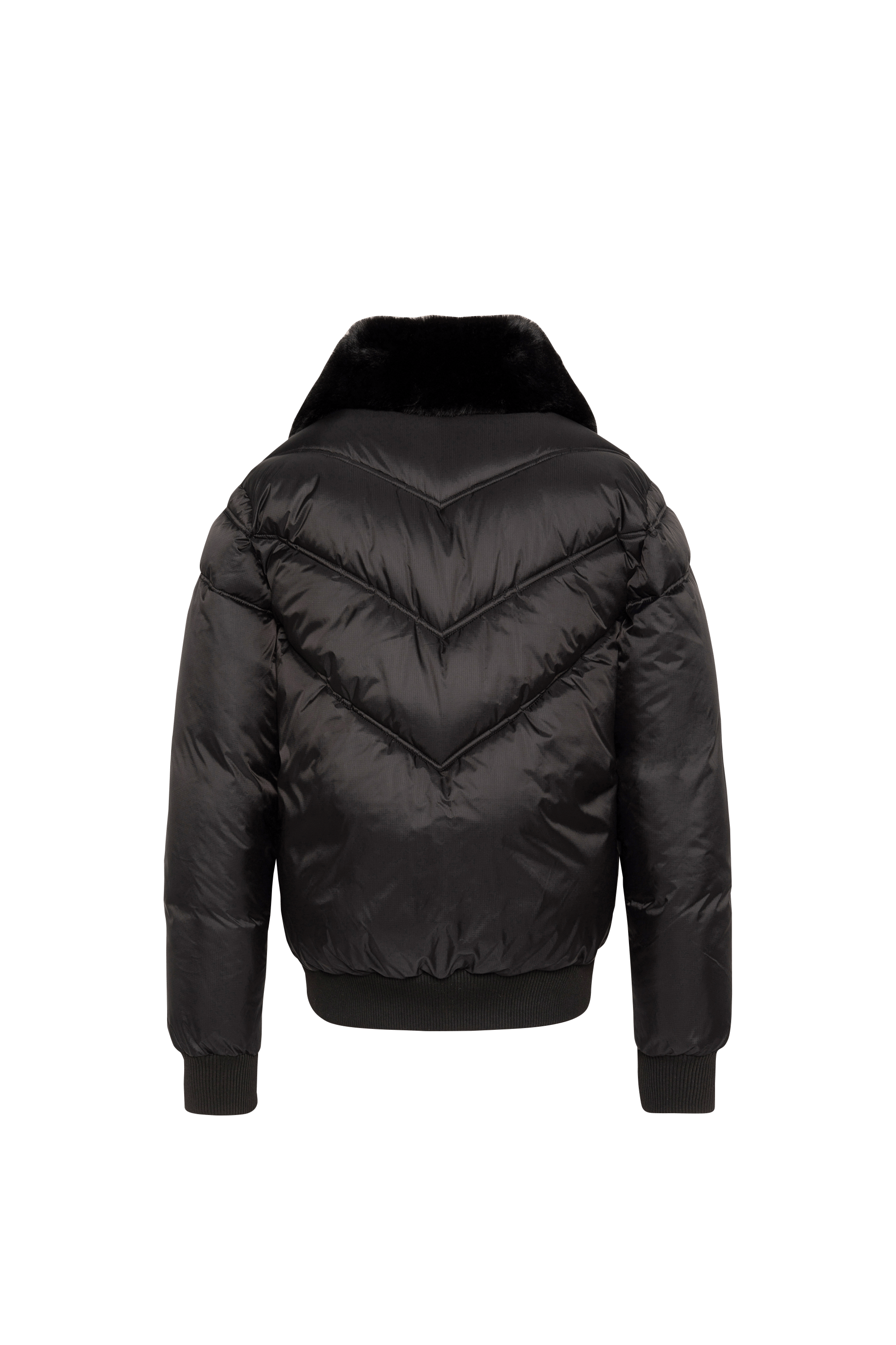 Zipped high-neck colorblock padded jacket with hood | Black SCHOTT Men