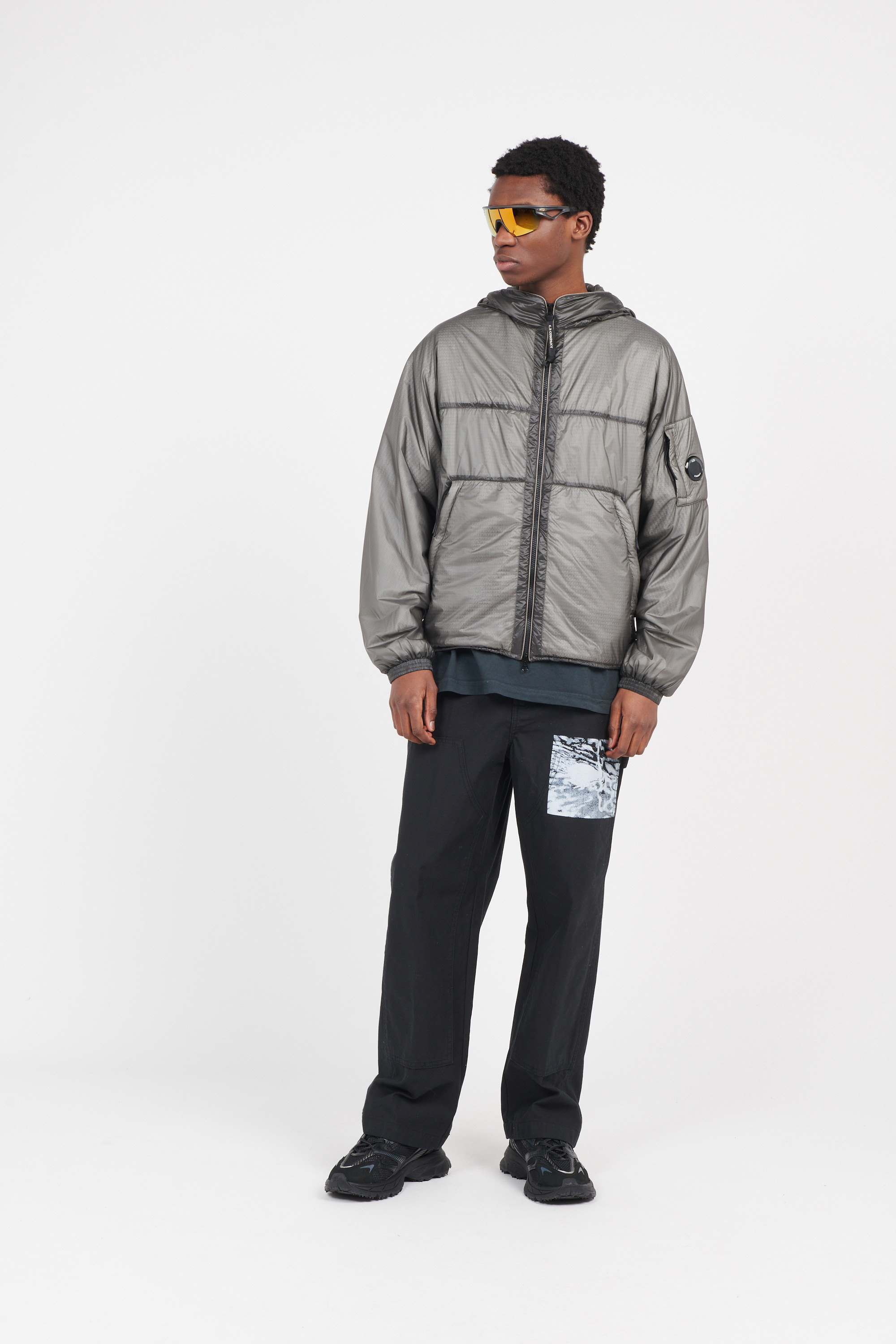 Lightweight quilted padded jacket with high neck Grey