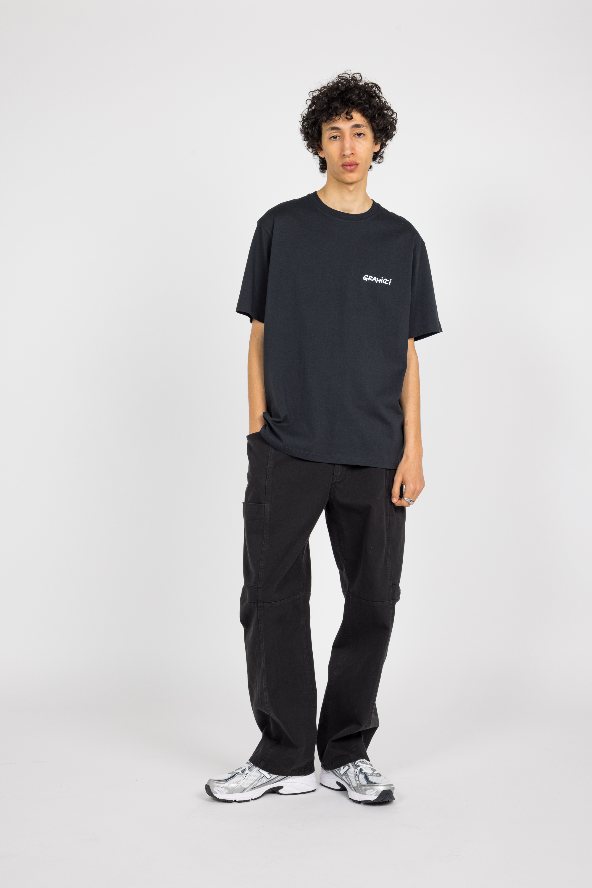 Regular-fit round-neck cotton T-shirt Black