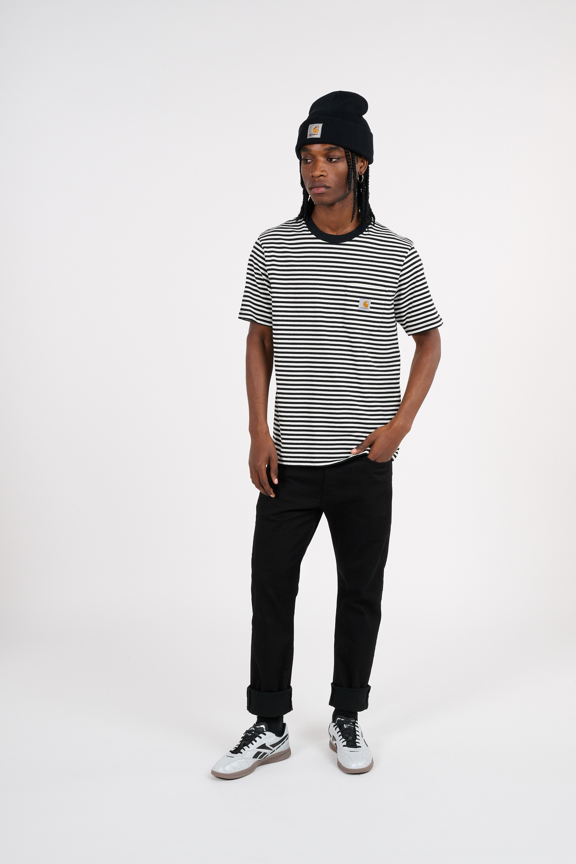 Jean tapered en coton mélangé  Noir
