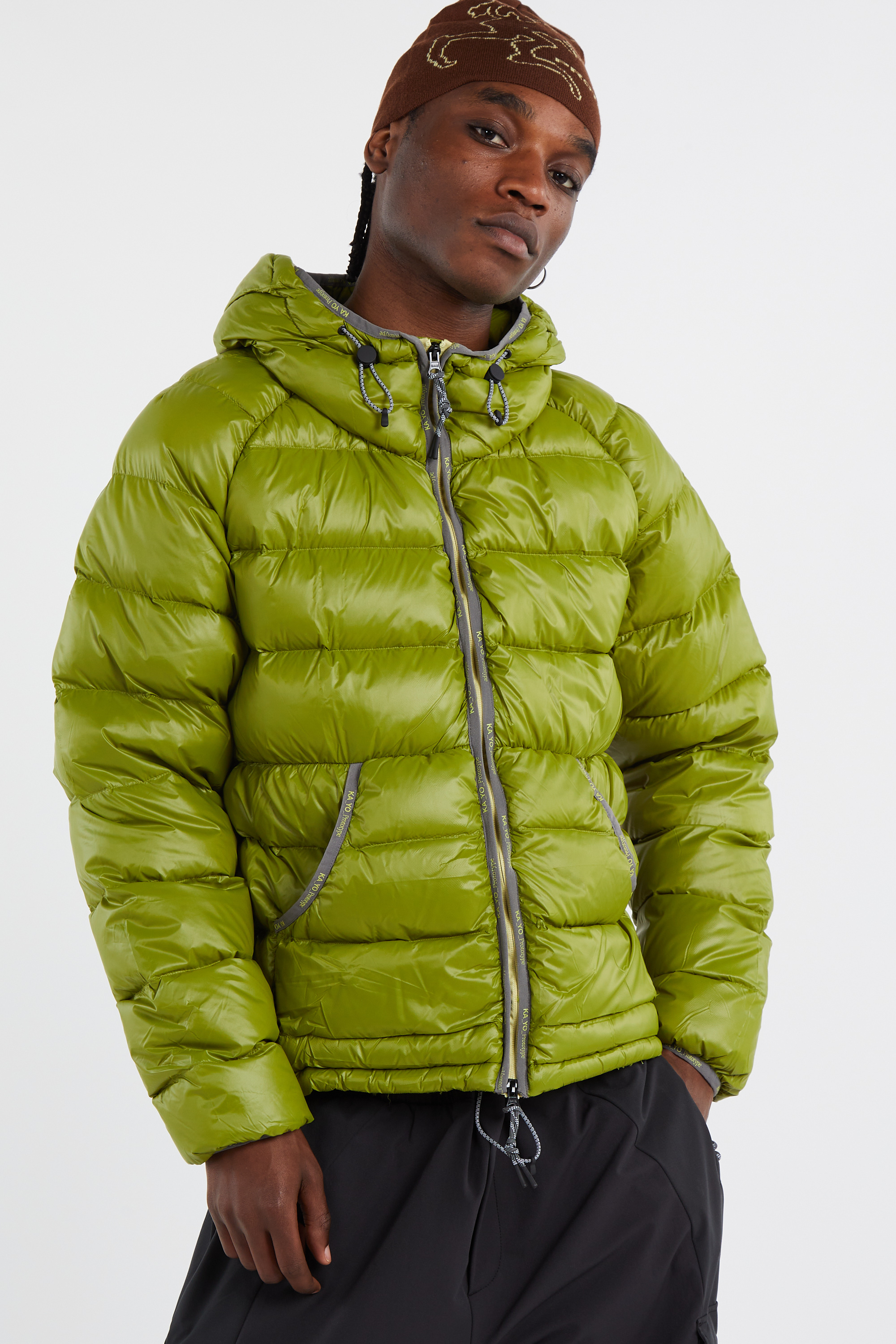 Lightweight quilted padded jacket with high neck Green