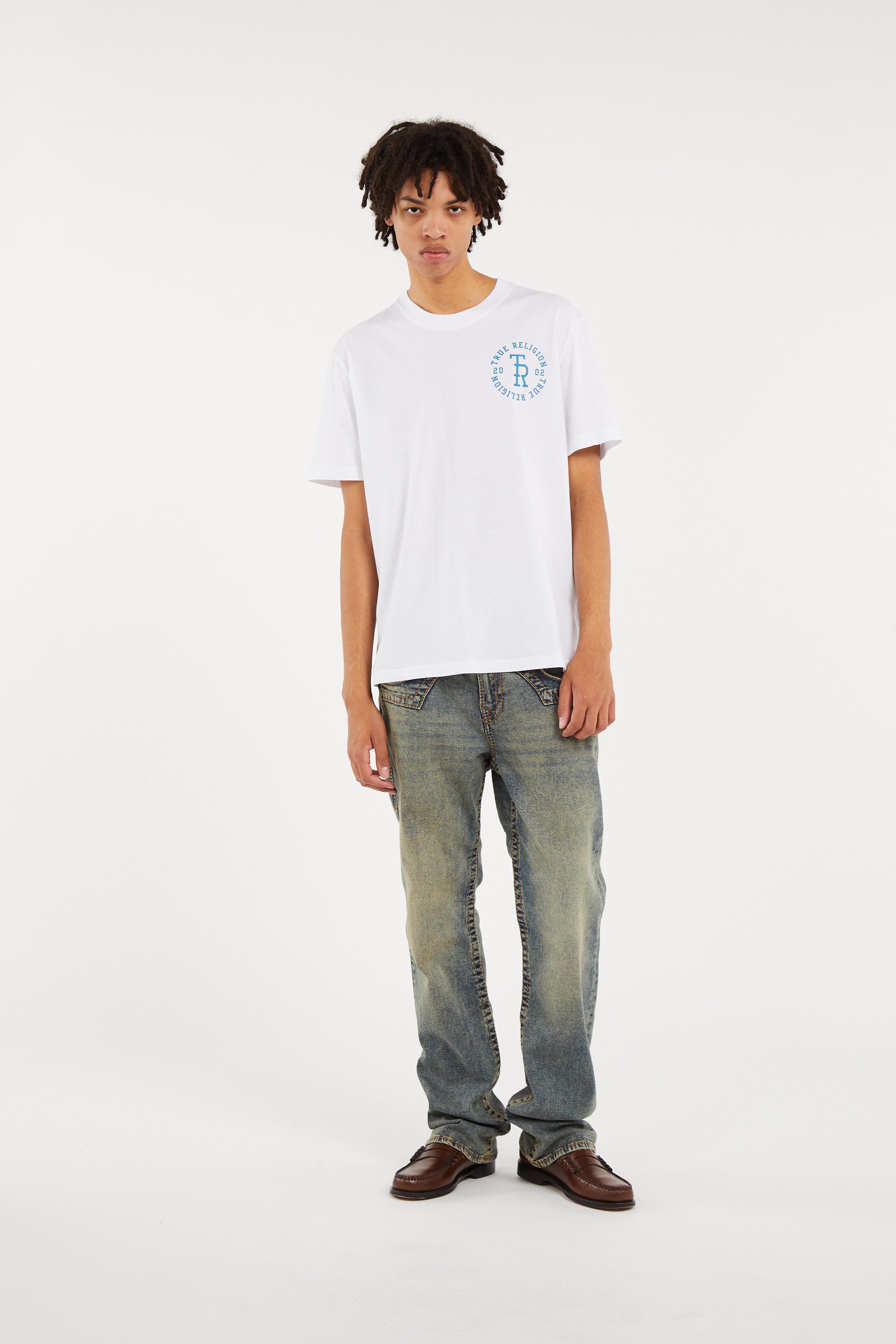 Regular-fit round-neck cotton T-shirt TRUE RELIGION White