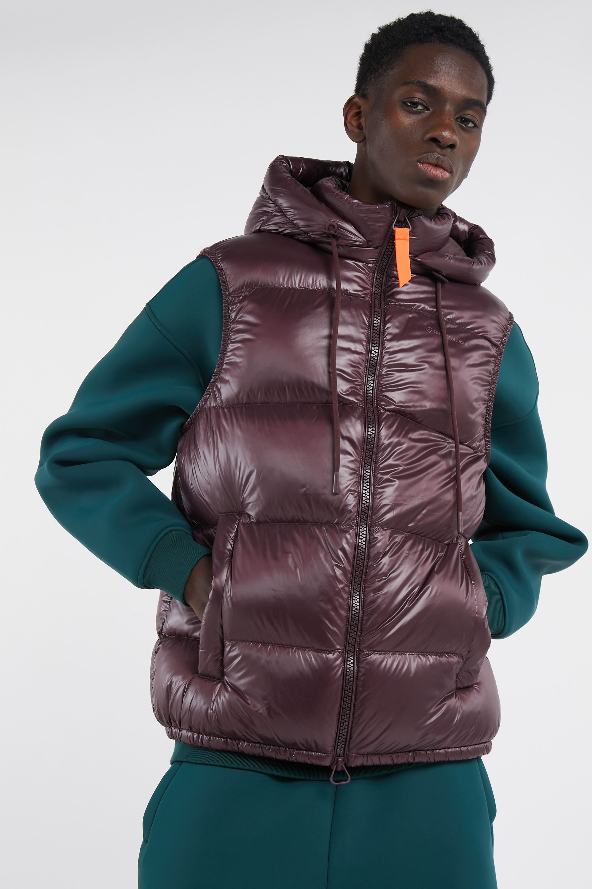 Lightweight quilted padded jacket with high neck Purple