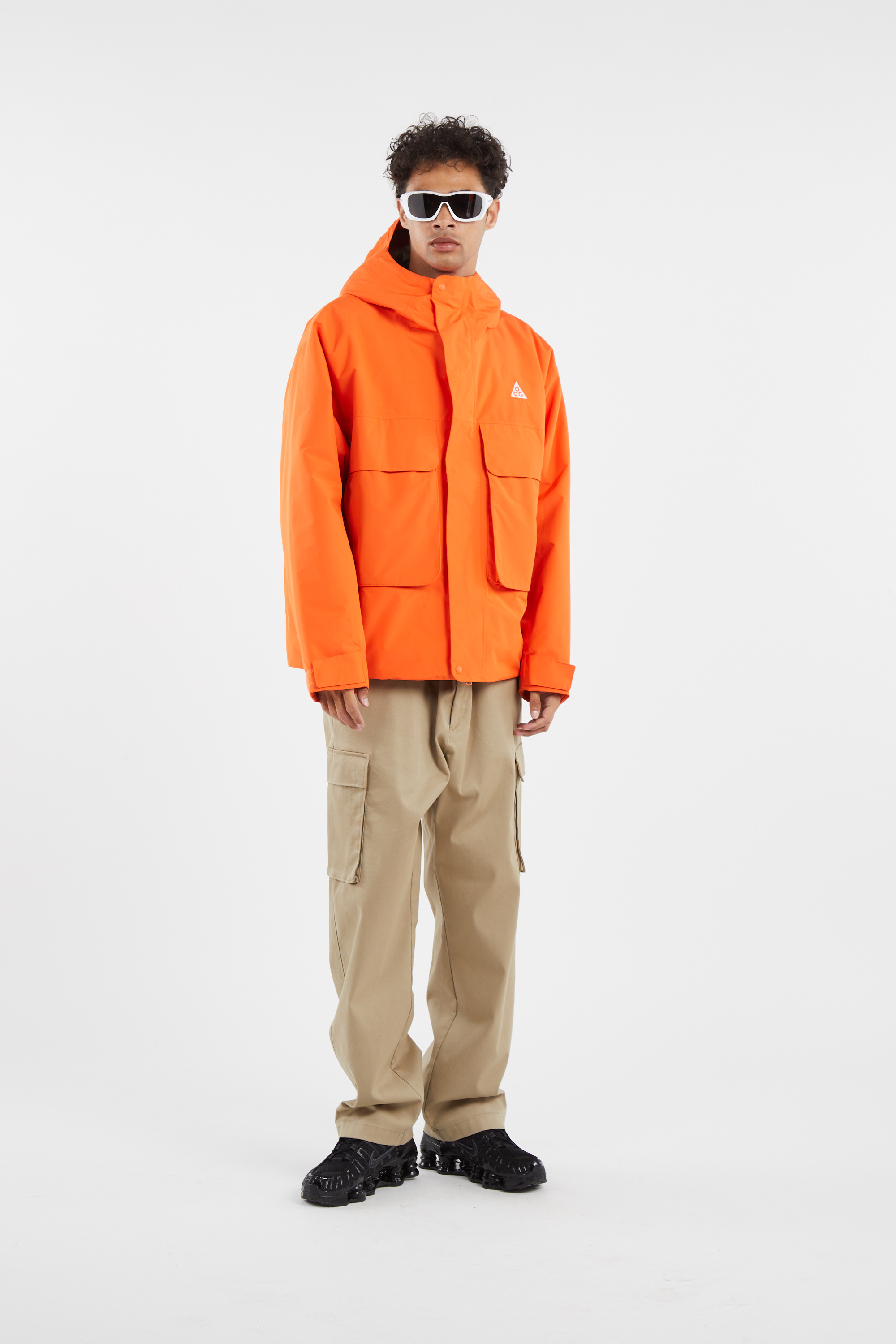Lightweight quilted padded jacket with high neck Orange