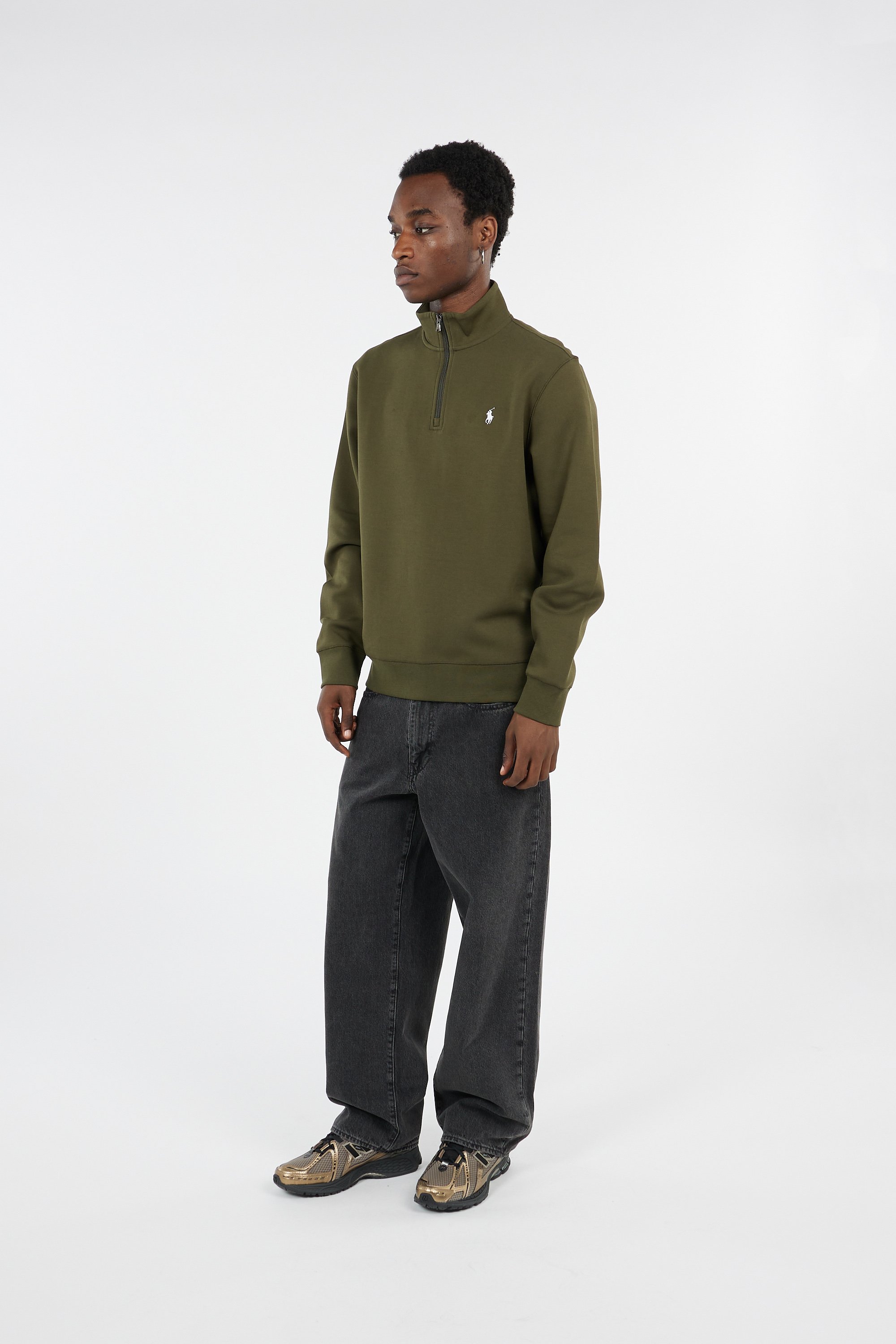 Sweatshirt Double-Knit quarter-Zip pullover Kaki Polo ralph lauren