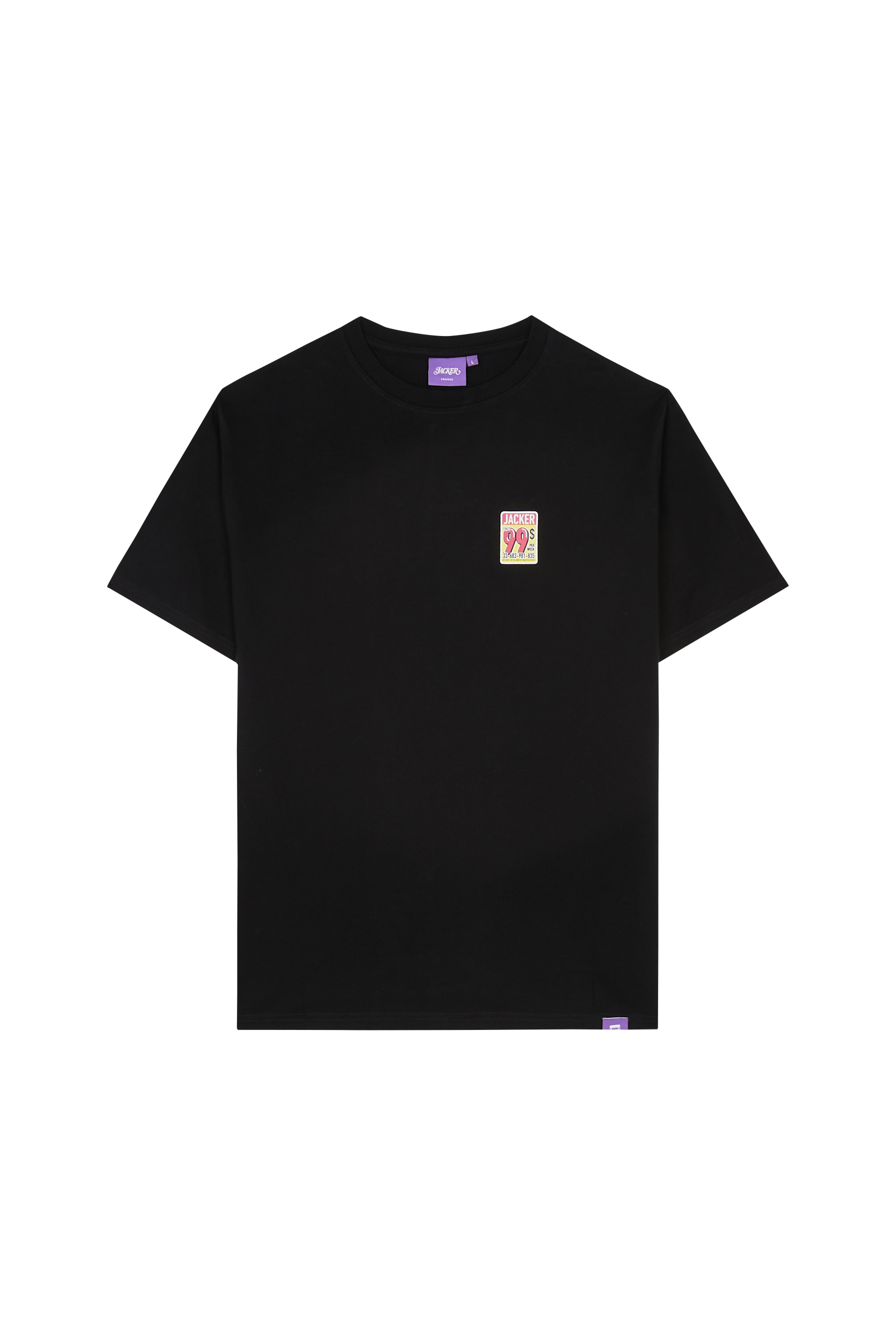 Regular-fit round-neck cotton T-shirt Black